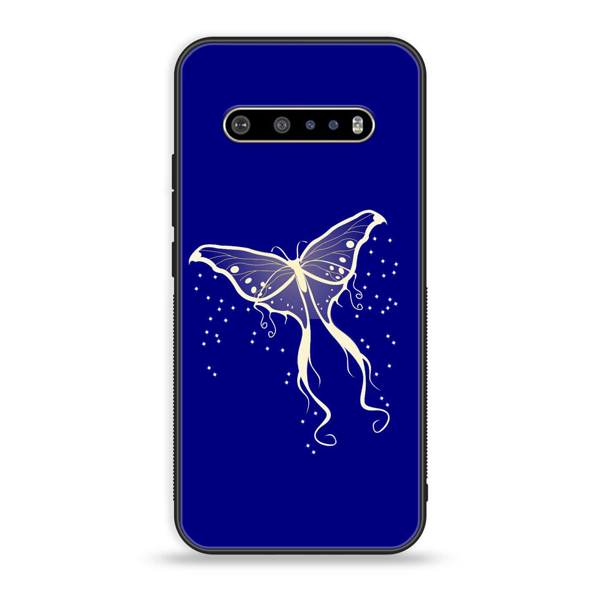 LG V60 Butterflies Design Series Premium Printed Glass soft Bumper shock Proof Case