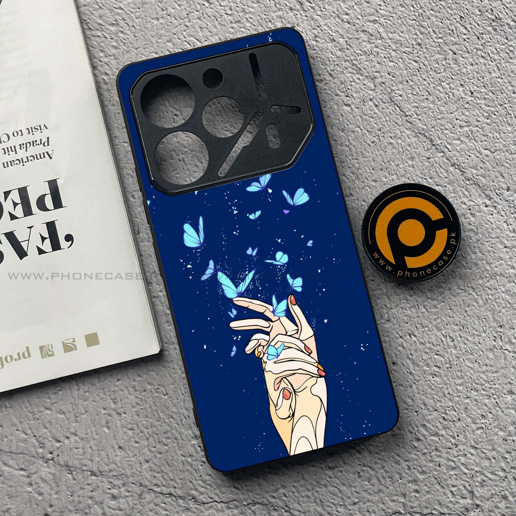Tecno Pova 6 Pro - Butterflies Design Series - Premium Printed Glass soft Bumper shock Proof Case