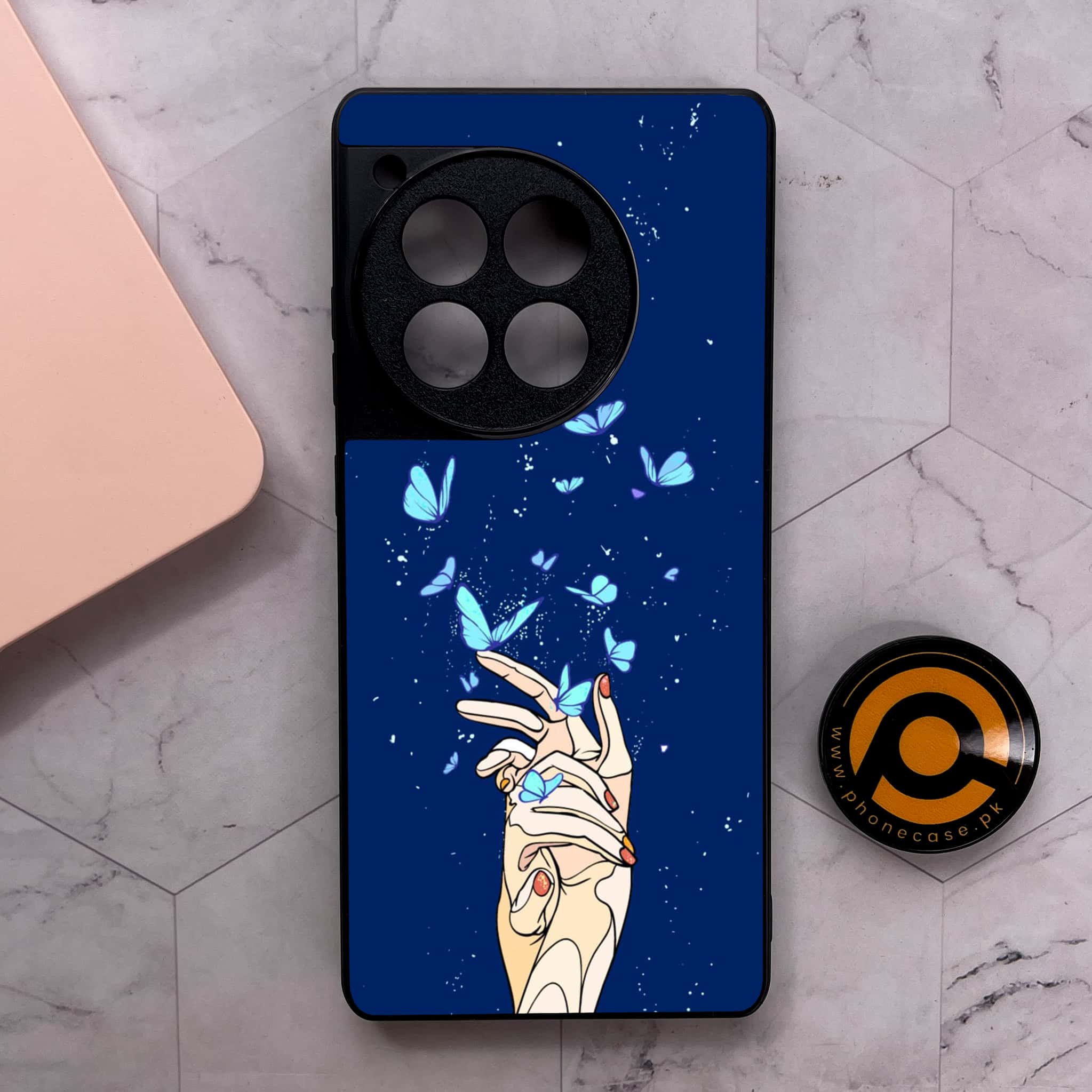 OnePlus 12R - Butterflies Design Series - Premium Metal Printed soft Bumper shock Proof Case