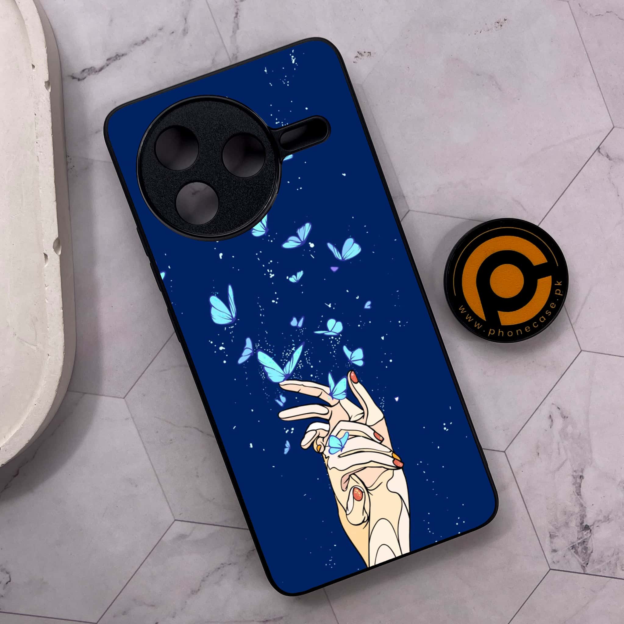 Xiaomi Poco F7 Pro 5G - Butterflies Design Series - Premium Metal Printed soft Bumper shock Proof Case
