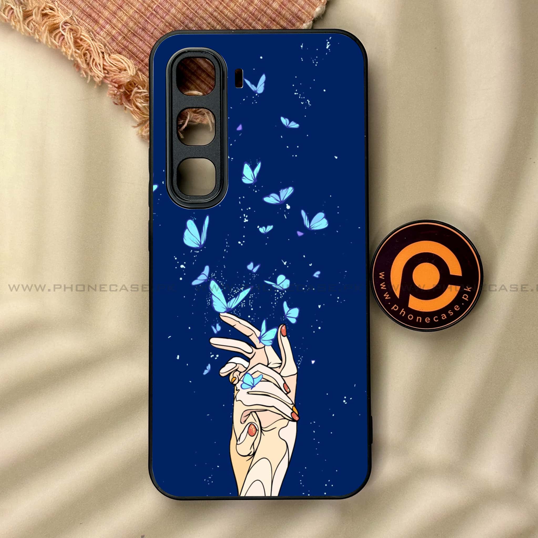 Infinix Hot 60 Pro - Butterflies Design Series - Premium Metal Printed soft Bumper shock Proof Case