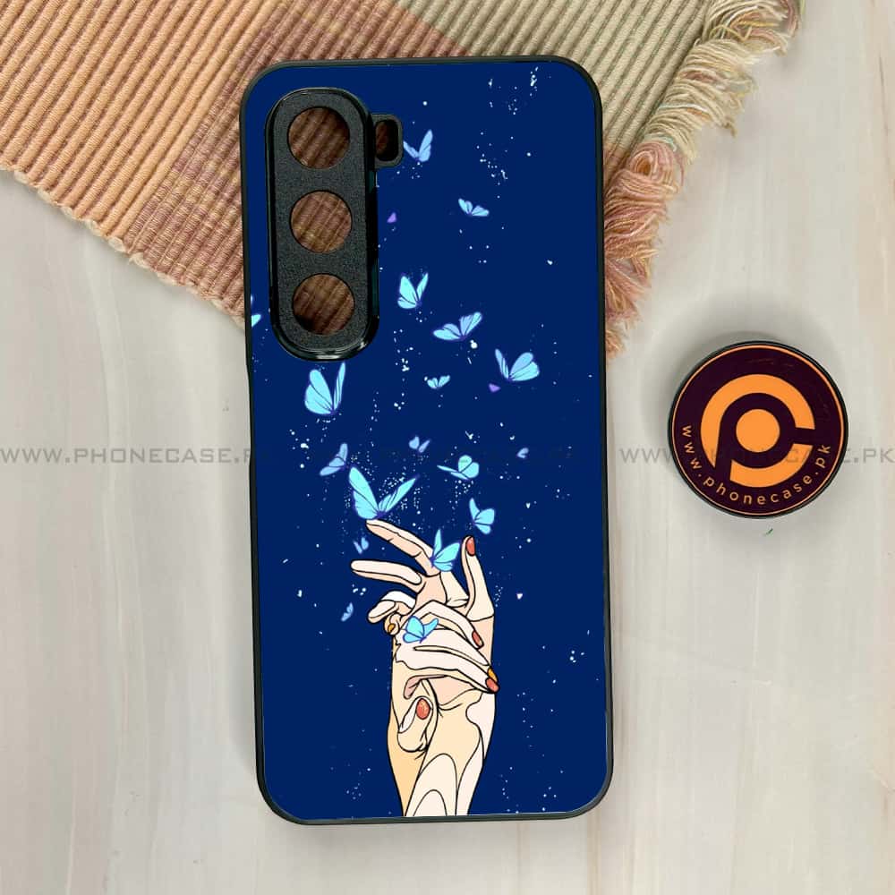 Infinix Hot 60i - Butterflies Design Series - Premium Metal Printed soft Bumper shock Proof Case