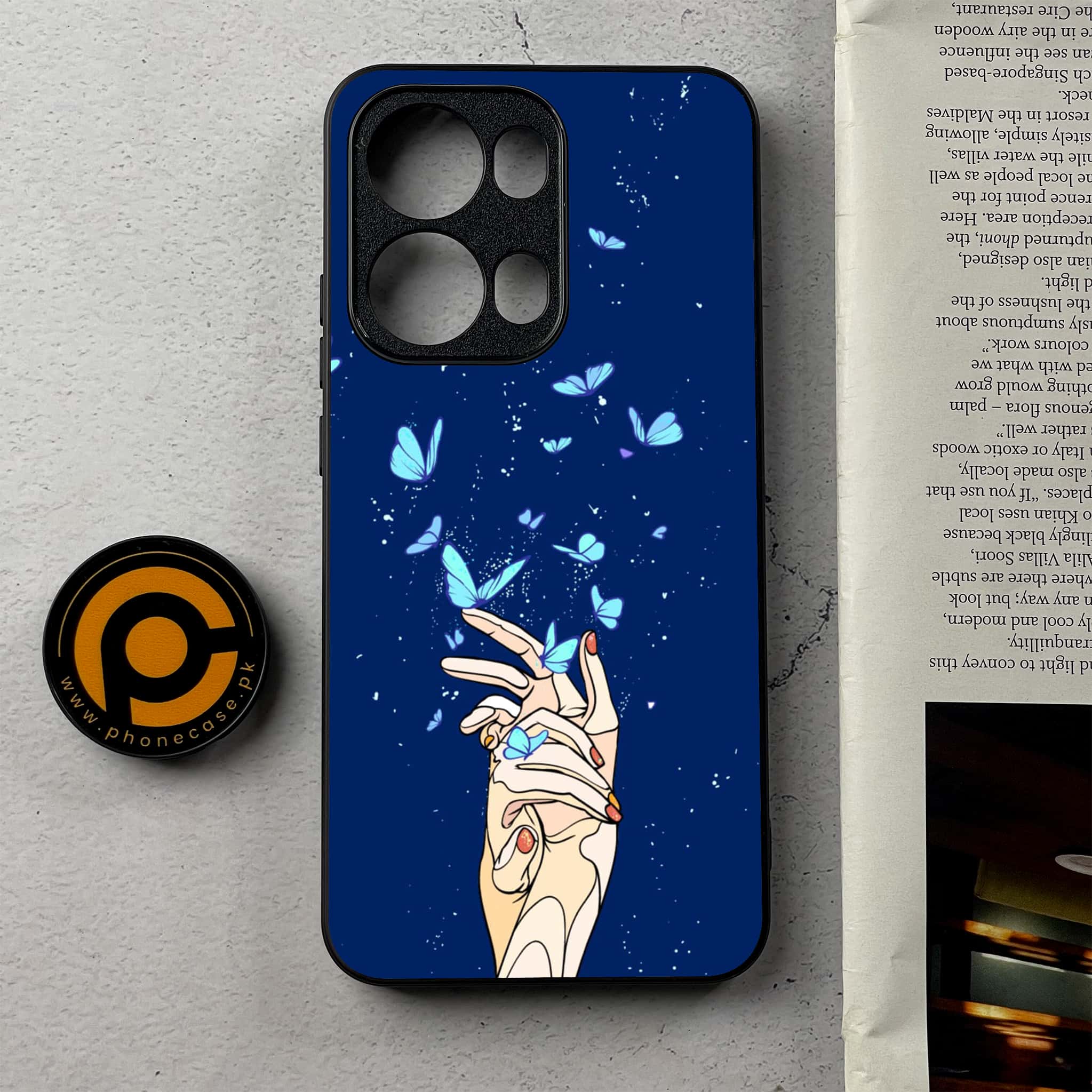 Oppo Reno 13 Pro - Butterflies Design Series - Premium Metal Printed Soft Bumper Shockproof Case