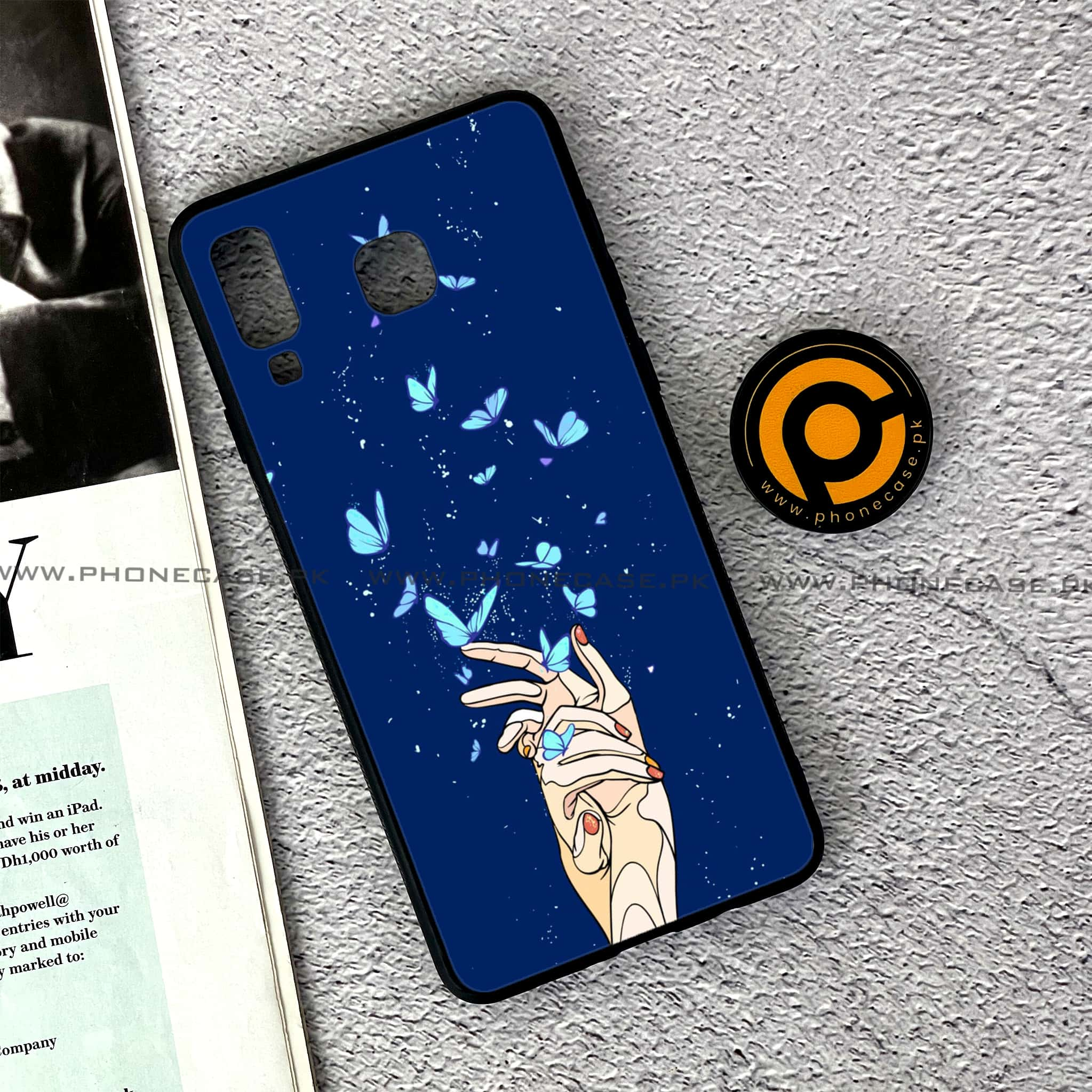 Samsung Galaxy A8 Star(A9 Star) - Butterflies Design Series - Premium Printed Glass soft Bumper shock Proof Case