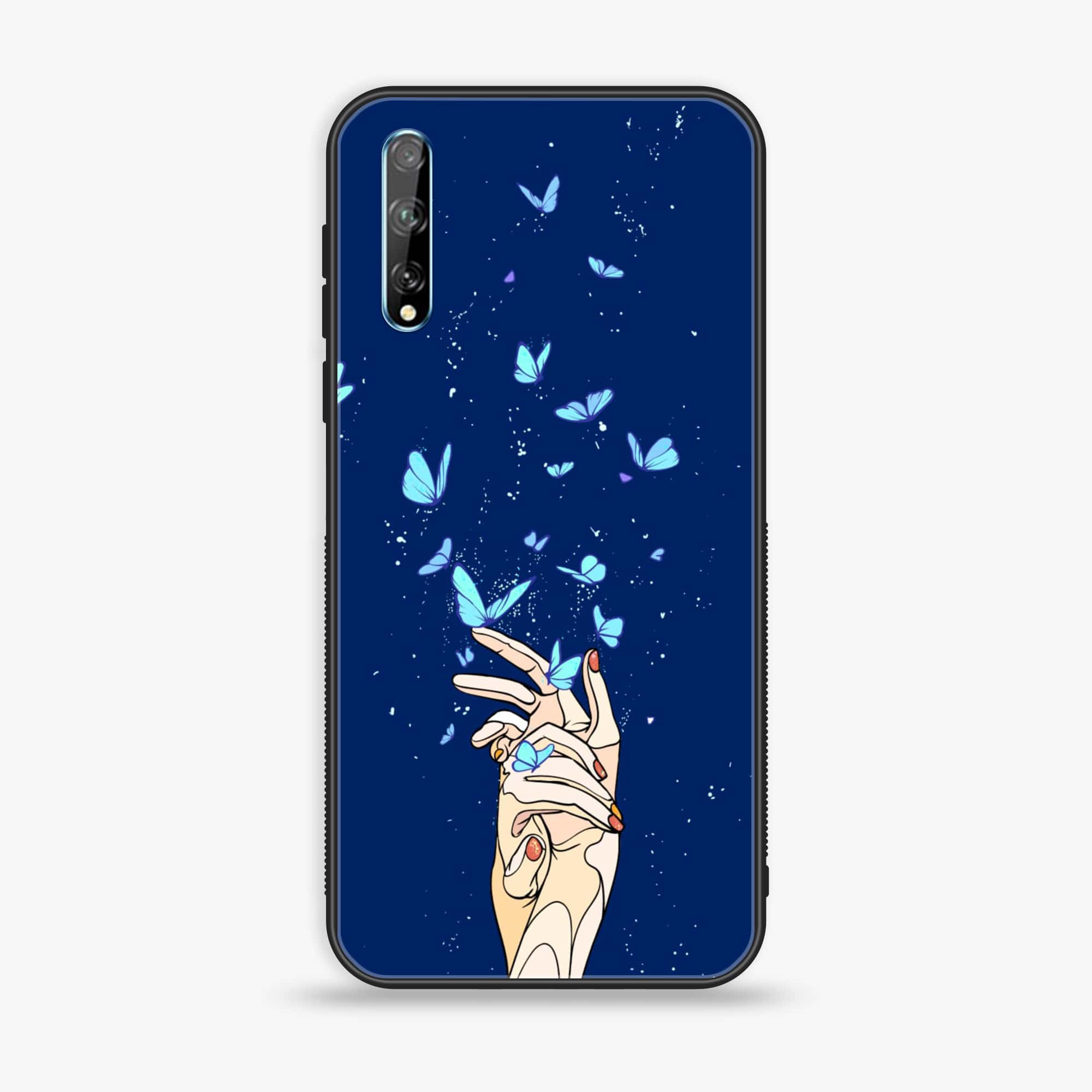 Huawei Y8p - Butterflies Design Series - Premium Printed Glass soft Bumper shock Proof Case