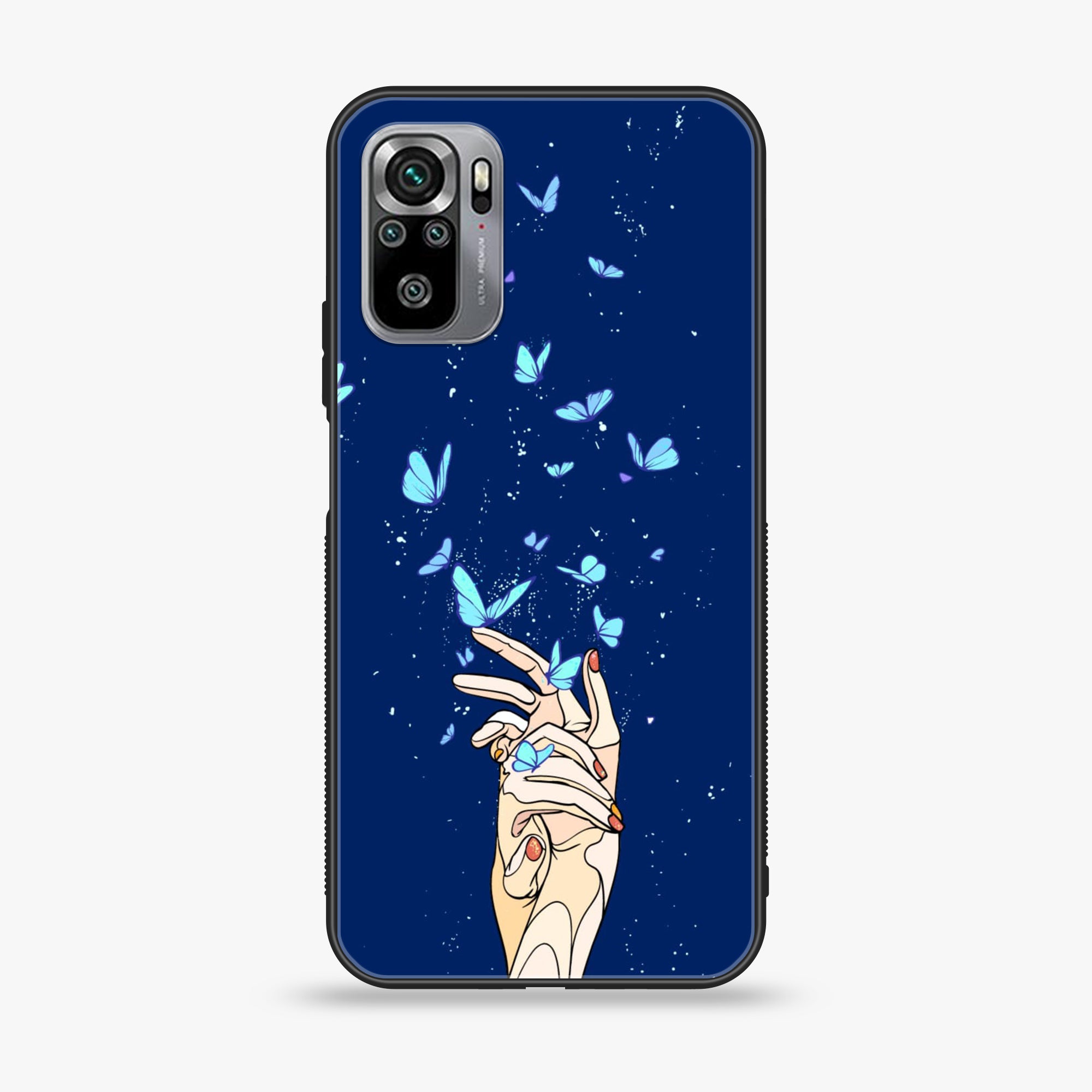 Xiaomi Redmi Note 10S- Butterflies Design Series - Premium Printed Glass soft Bumper shock Proof Case