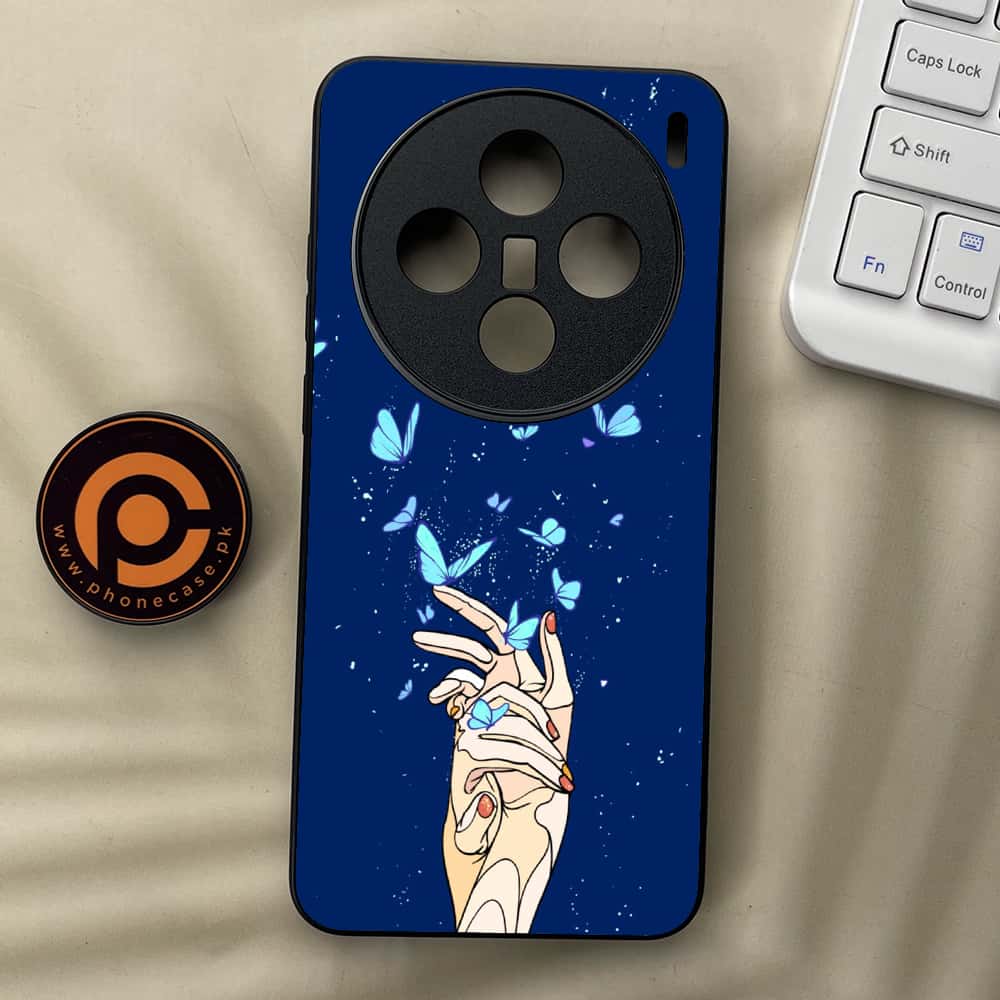 Vivo X200 - Butterflies Design Series - Premium Metal  Printed soft Bumper shock Proof Case
