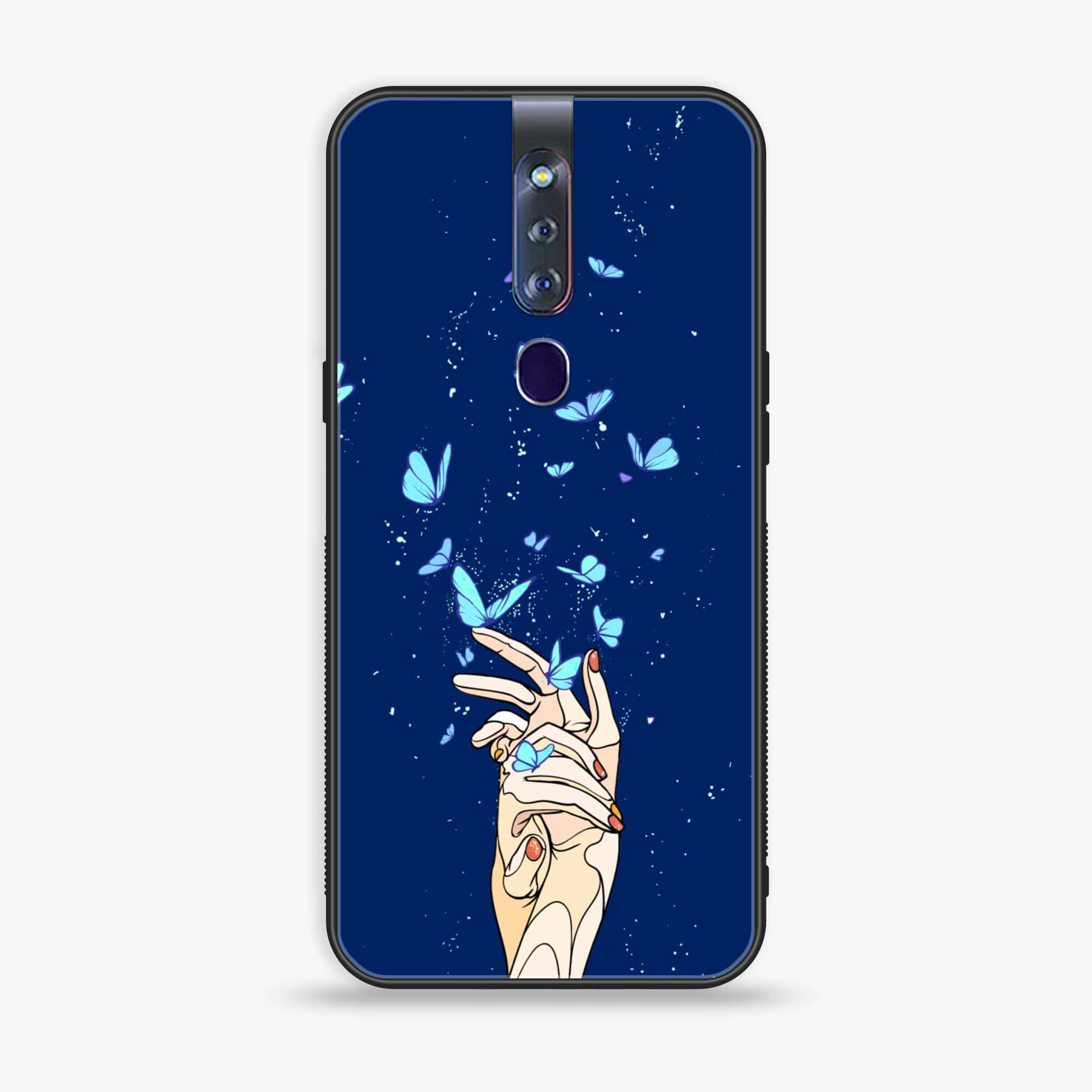 Oppo F11 Pro Butterflies Design Series Premium Printed Glass soft Bumper shock Proof Case