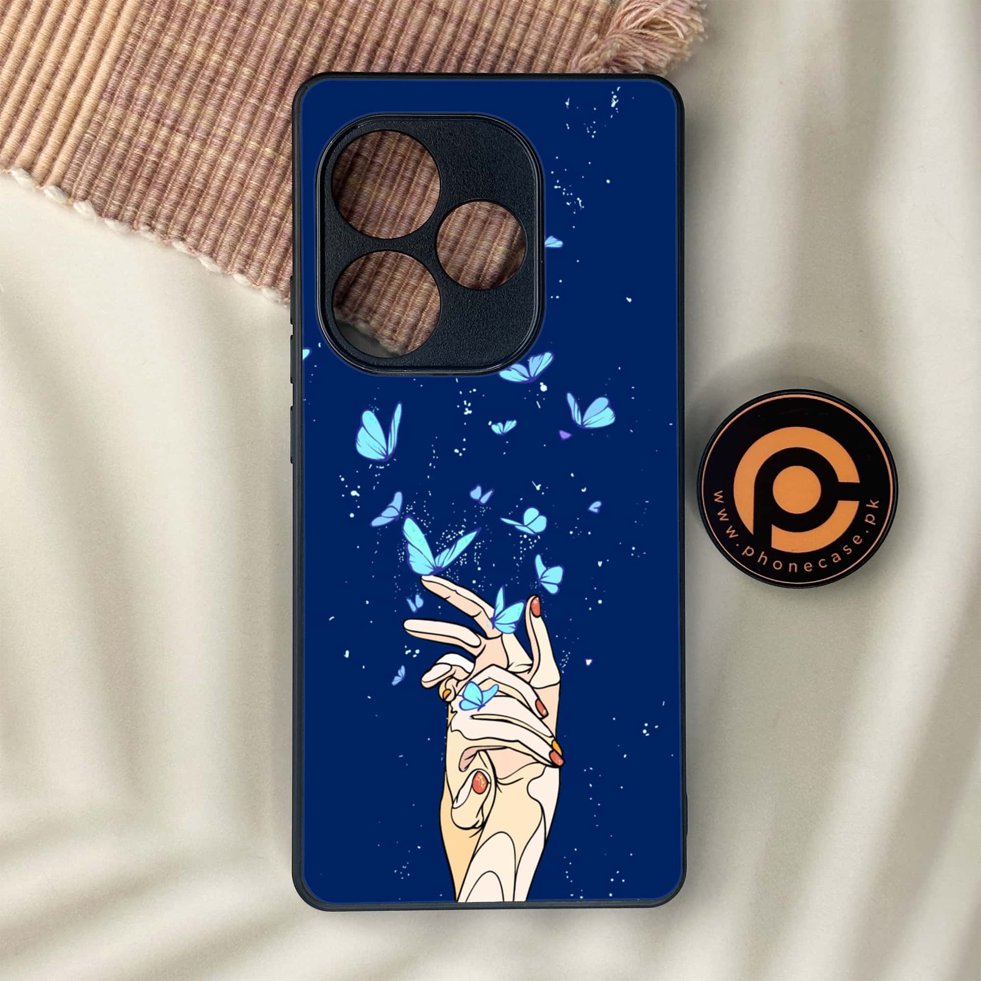 Realme GT 6 - Butterflies Design Series - Premium Metal Printed soft Bumper shock Proof Case
