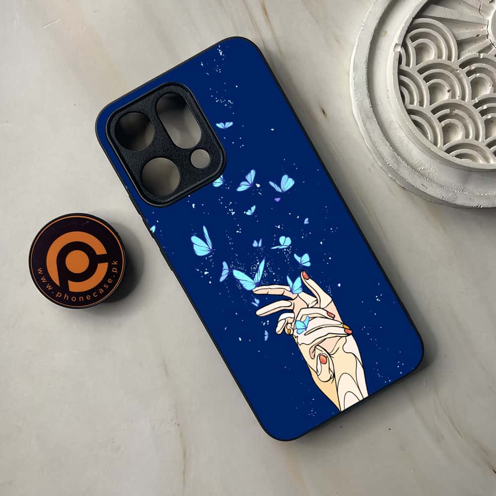 Oppo Reno 14 5G - Butterflies Design Series - Premium Metal Printed soft Bumper shock Proof Case