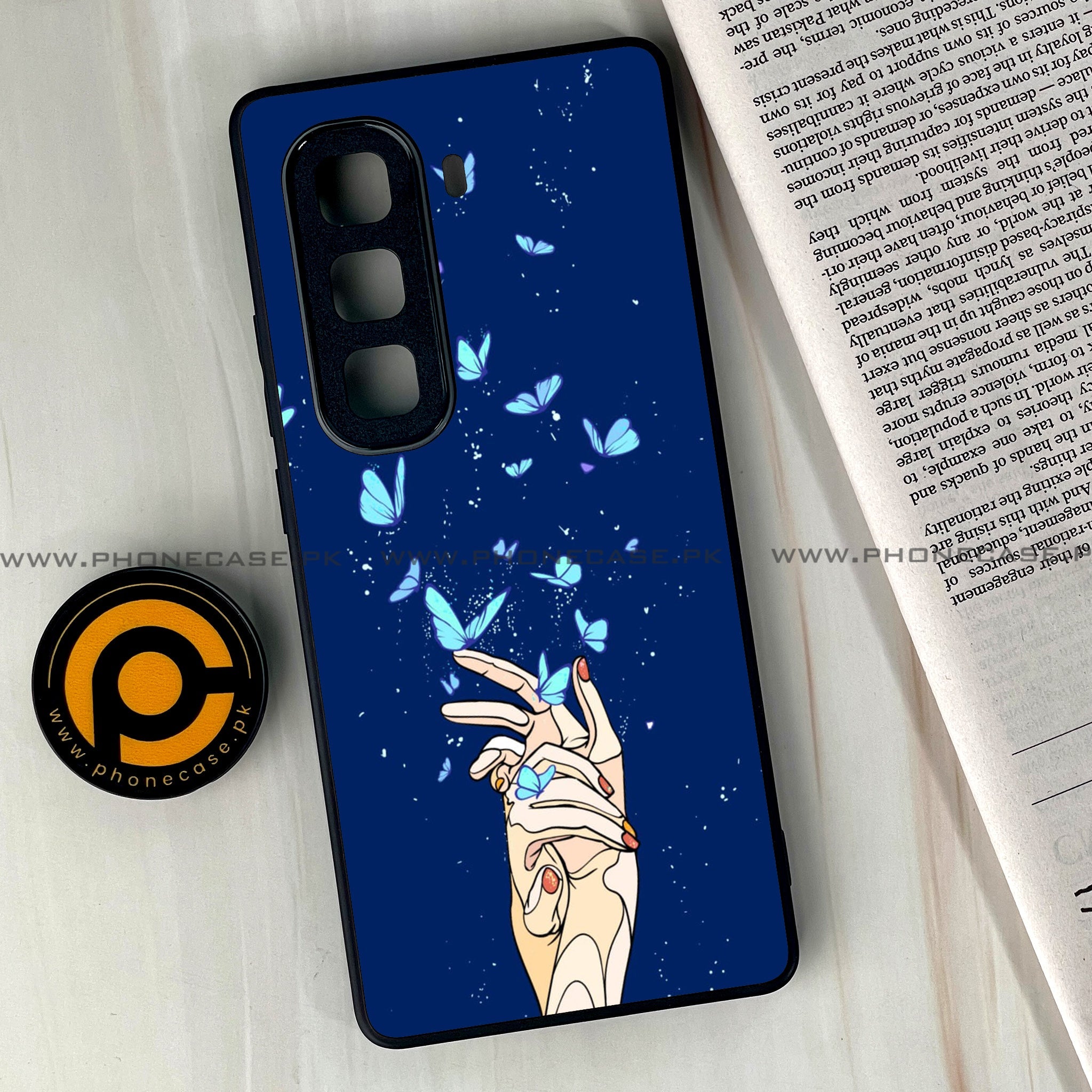 Infinix Hot 60 Pro Plus - Butterflies Design Series - Premium Metal Printed soft Bumper shock Proof Case