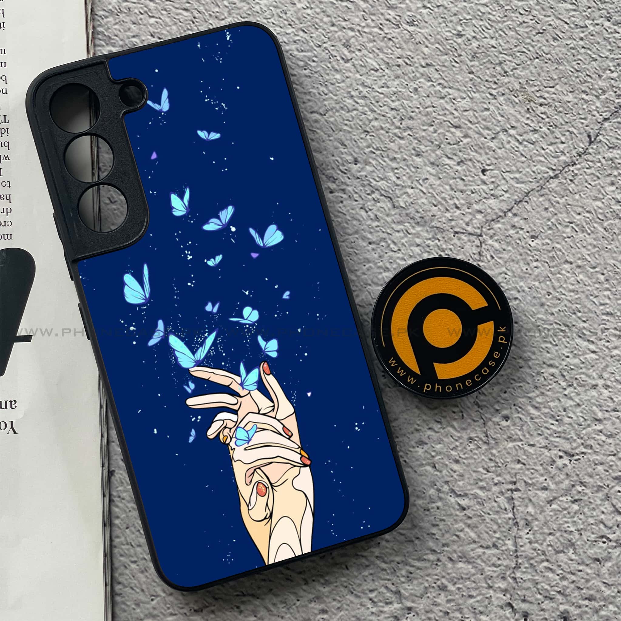 Samsung Galaxy S22 - Butterflies Design Series - Premium Metal Printed soft Bumper shock Proof Case
