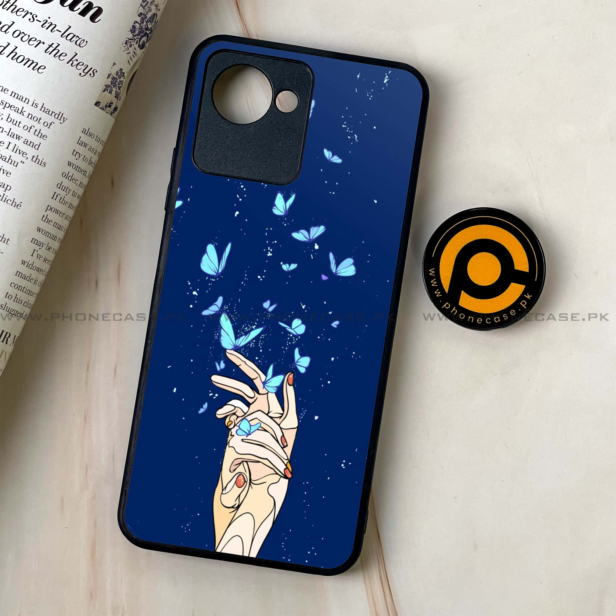 Realme C30 - Butterflies Design Series - Premium Printed Glass soft Bumper shock Proof Case