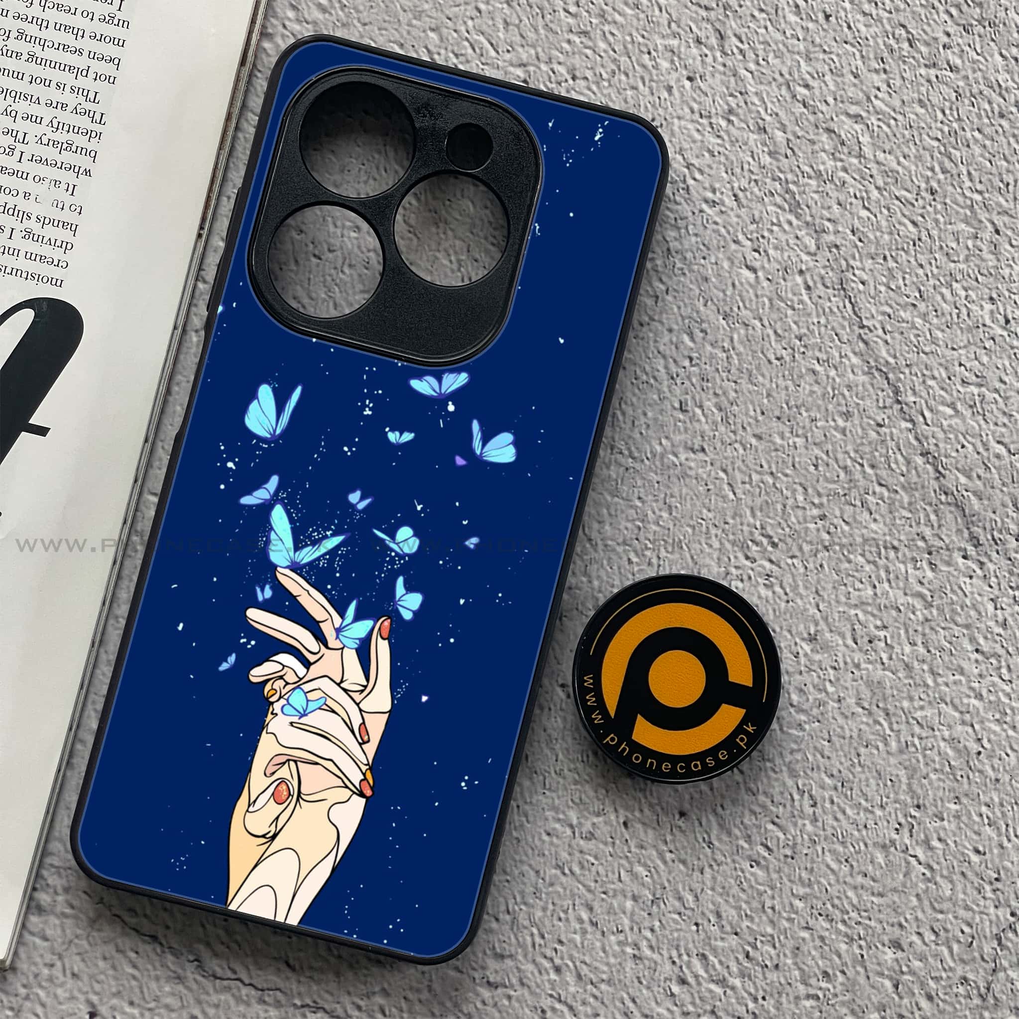 Infinix Smart 8 - Butterflies Design Series - Premium Metal Printed soft Bumper shock Proof Case