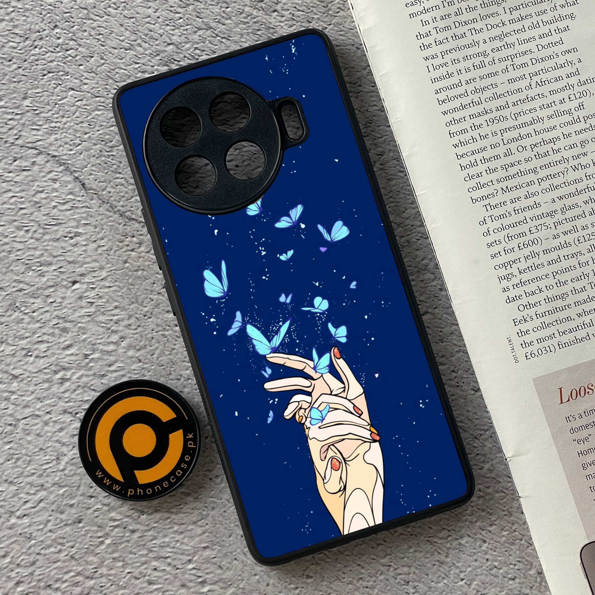 Tecno Spark 20 pro plus - Butterflies Design Series - Premium Metal Printed soft Bumper shock Proof Case