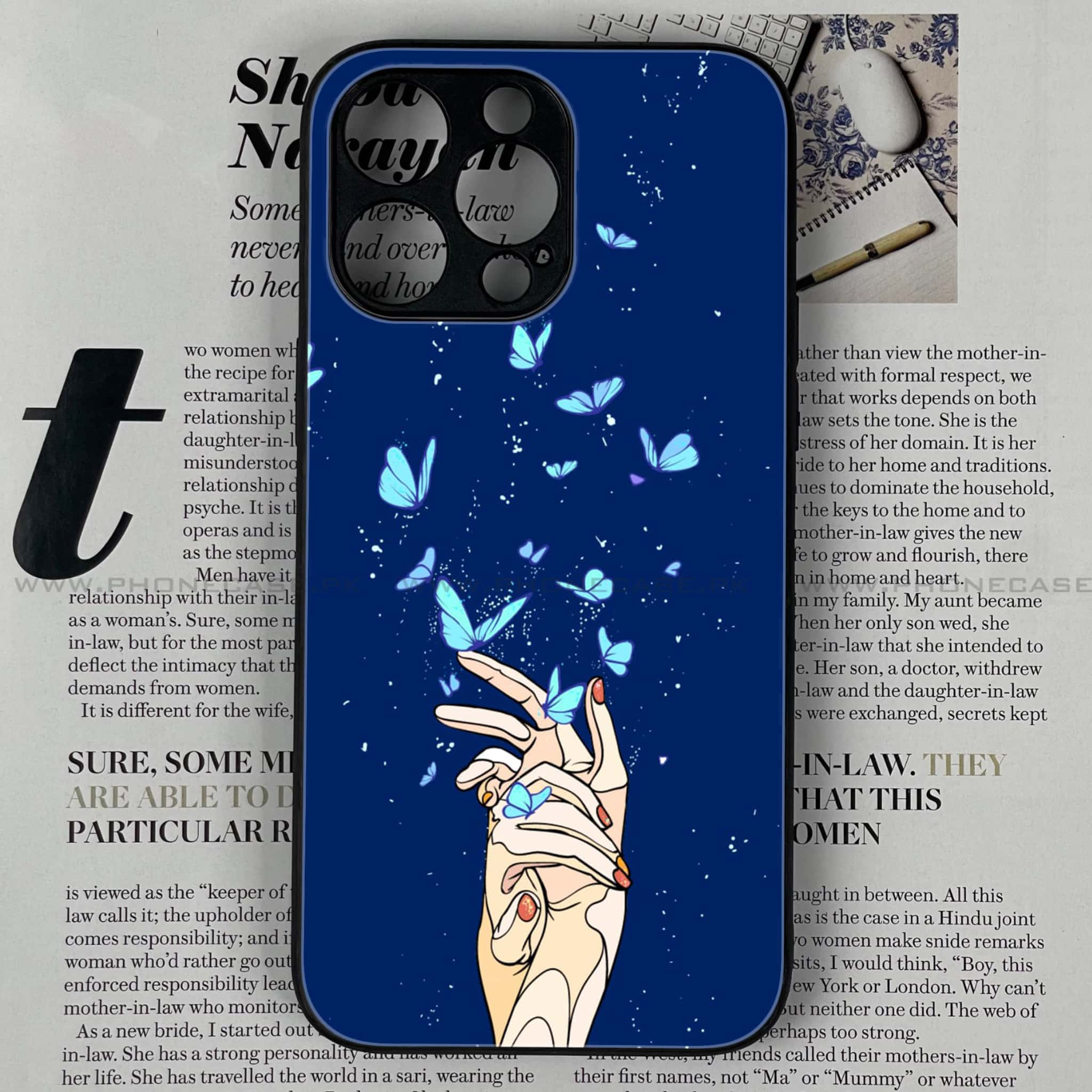 iPhone 14 Pro Max - Butterflies Design Series - Premium Metal Printed soft Bumper shock Proof Case