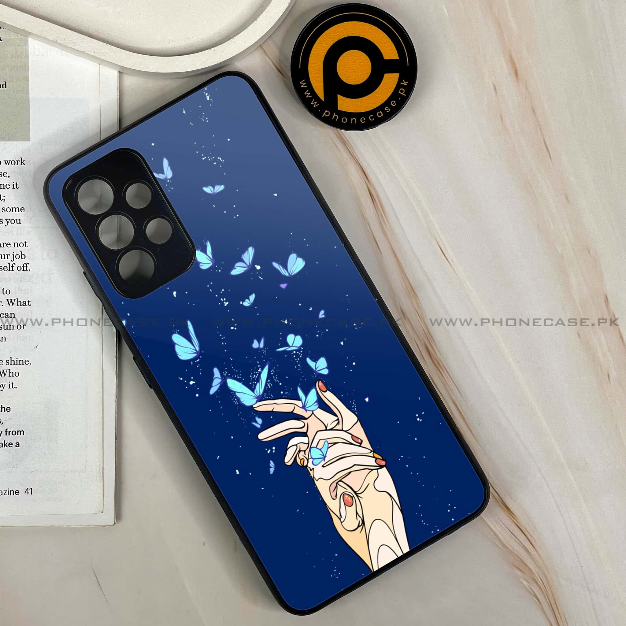 Galaxy A32 - Butterflies Design Series - Premium Printed Glass soft Bumper shock Proof Case