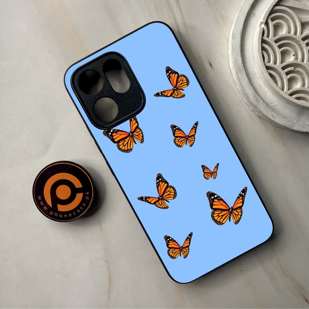 Oppo Reno 14F - Butterflies Design Series - Premium Metal Printed Soft Bumper Shockproof Case