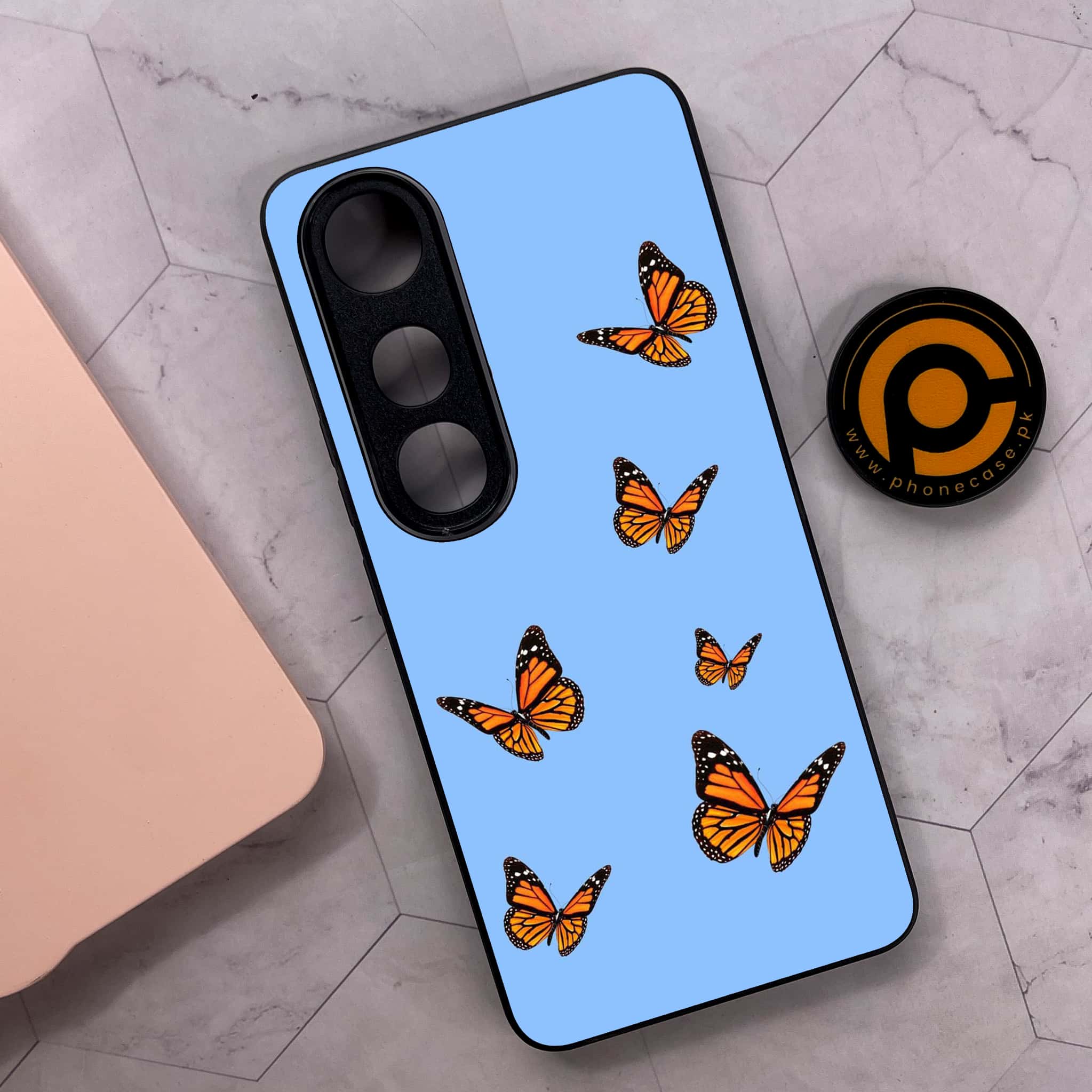 Vivo V50 Lite - Butterflies Design Series - Premium Metal Printed soft Bumper shock Proof Case
