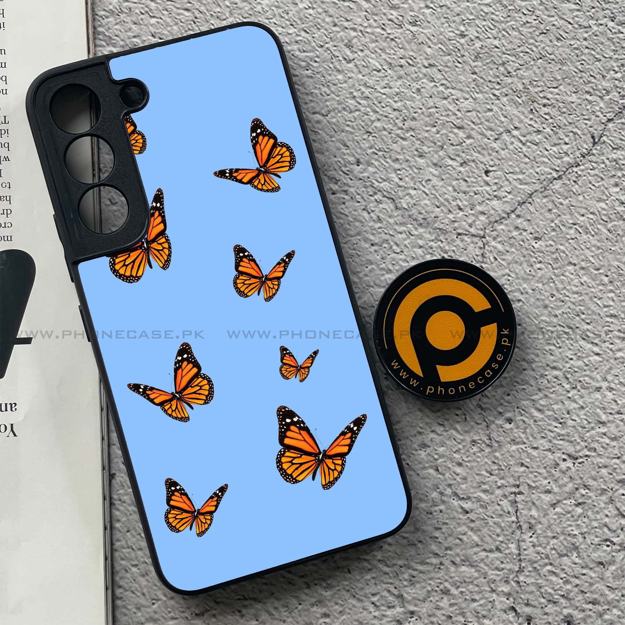 Samsung Galaxy S22 - Butterflies Design Series - Premium Metal Printed soft Bumper shock Proof Case