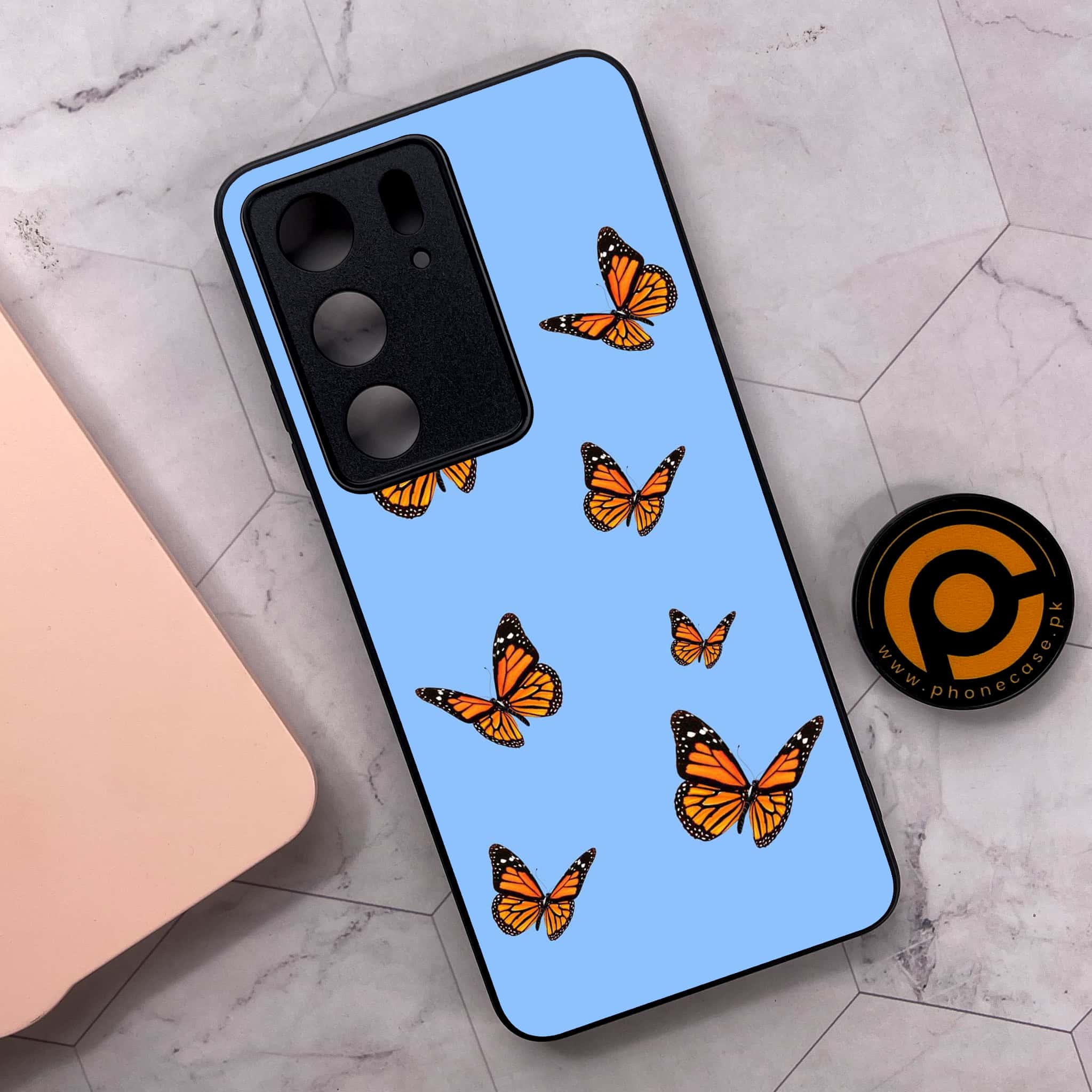 Realme C75x 4G - Butterflies Design Series - Premium Metal Printed soft Bumper shock Proof Case
