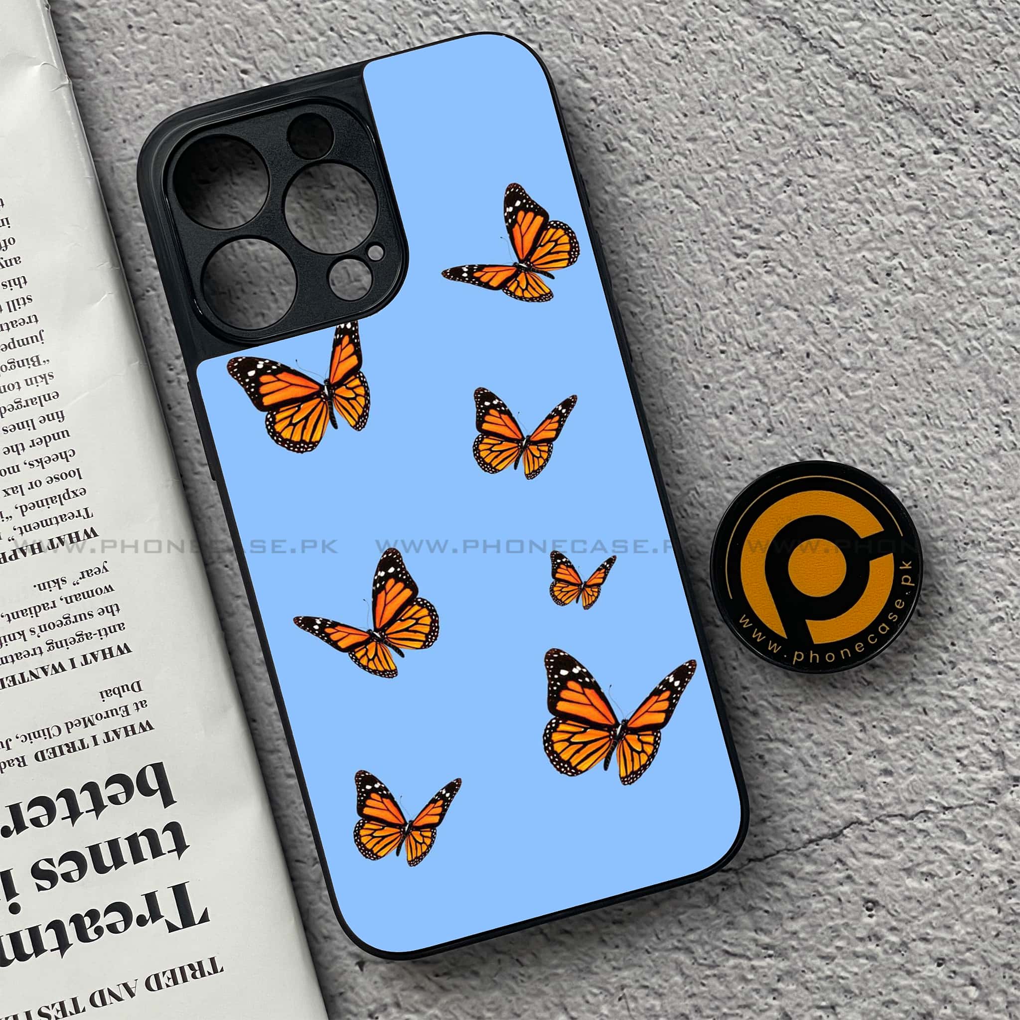 iPhone 15 Pro - Butterflies Design Series - Premium Metal Printed soft Bumper shock Proof Case