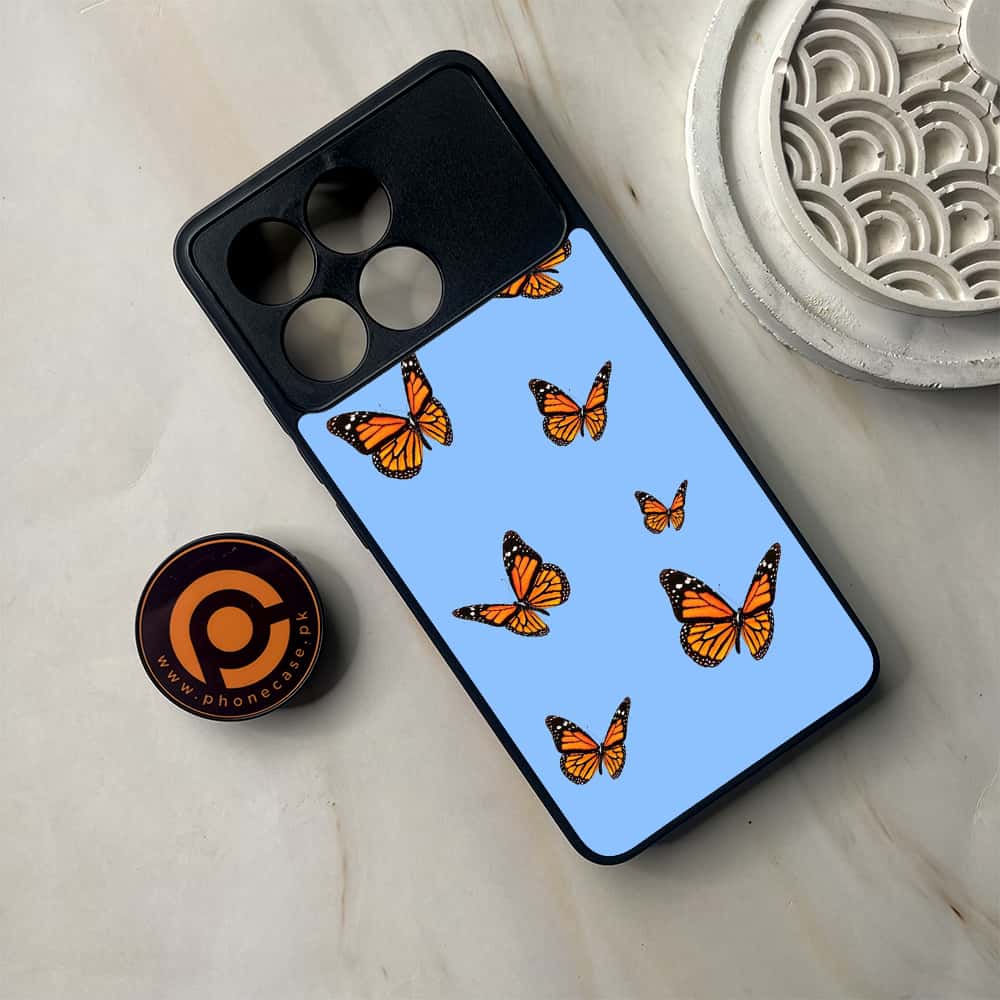 Xiaomi Poco F6 Pro - Butterflies Design Series - Premium Metal Printed soft Bumper shock Proof Case