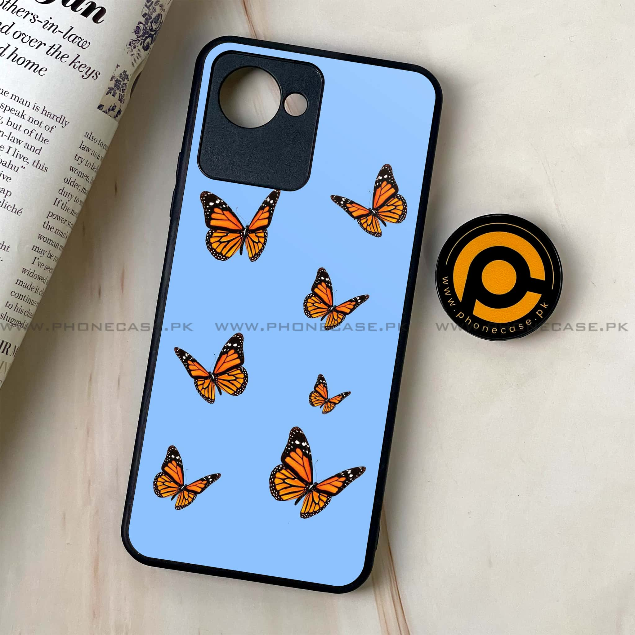 Realme C30 - Butterflies Design Series - Premium Printed Glass soft Bumper shock Proof Case