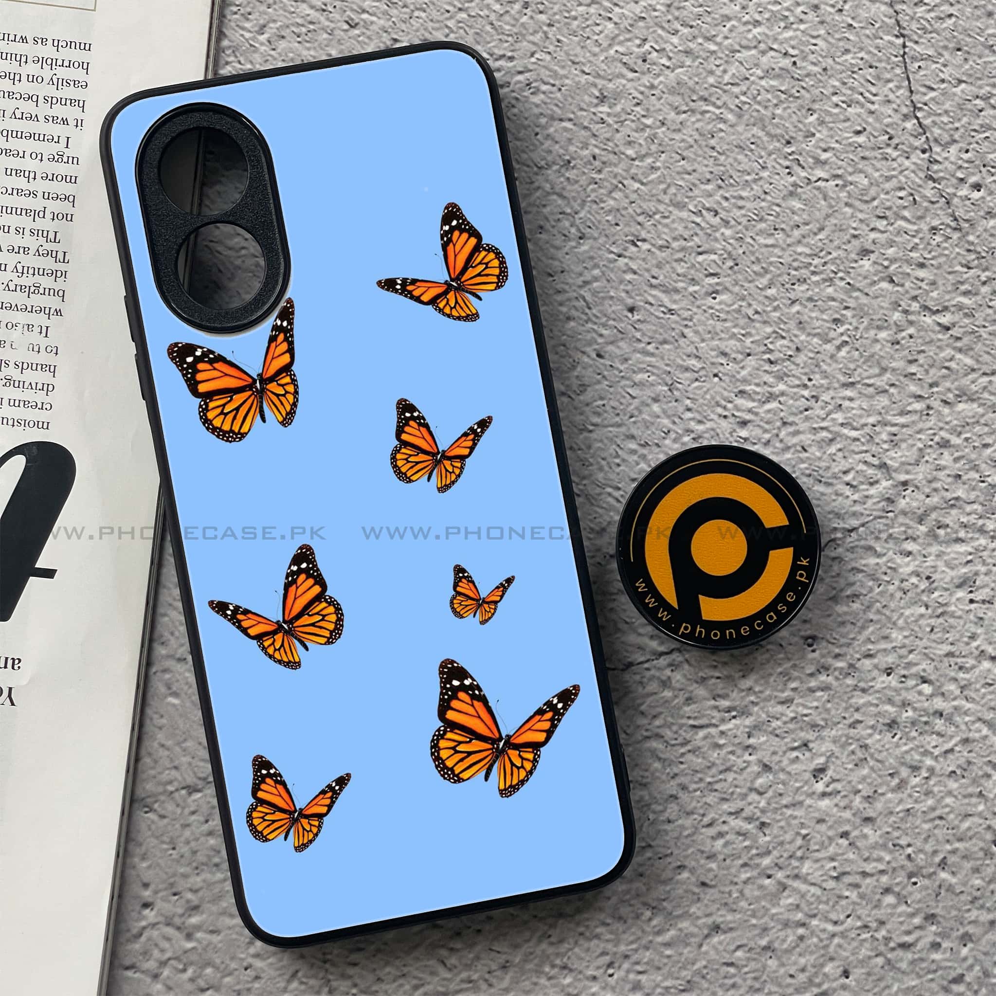 Oppo A18 4G - Butterflies Design Series - Premium Metal  Printed soft Bumper shock Proof Case