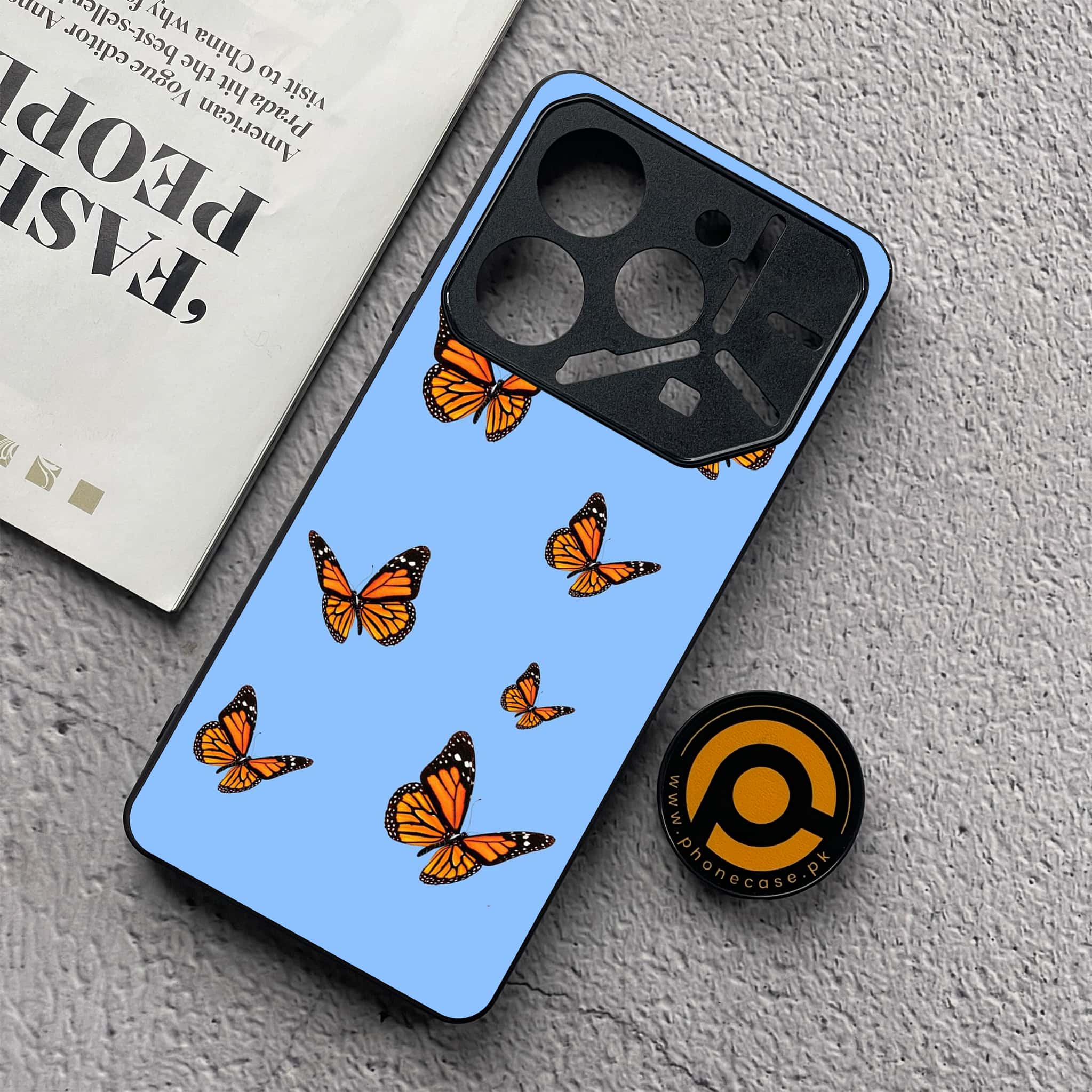 Tecno Pova 6 Neo - Butterflies Design Series - Premium Metal  Printed soft Bumper shock Proof Case