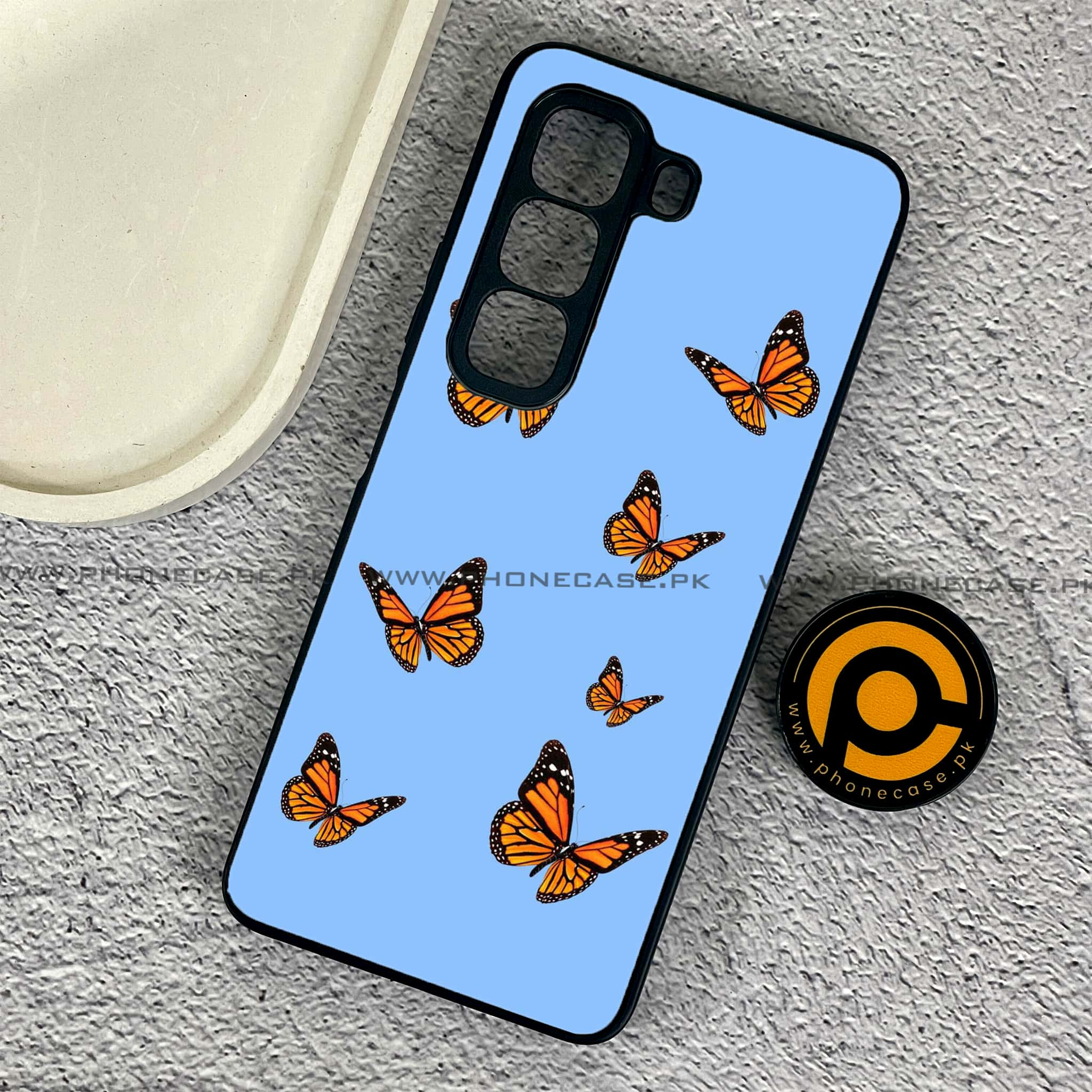 Infinix Hot 50 4G - Butterflies Design Series - Premium Printed Glass soft Bumper shock Proof Case