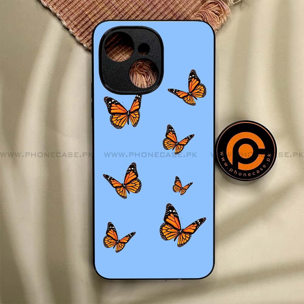 Tecno Spark 40C - Butterflies Design Series - Premium Metal Printed soft Bumper shock Proof Case
