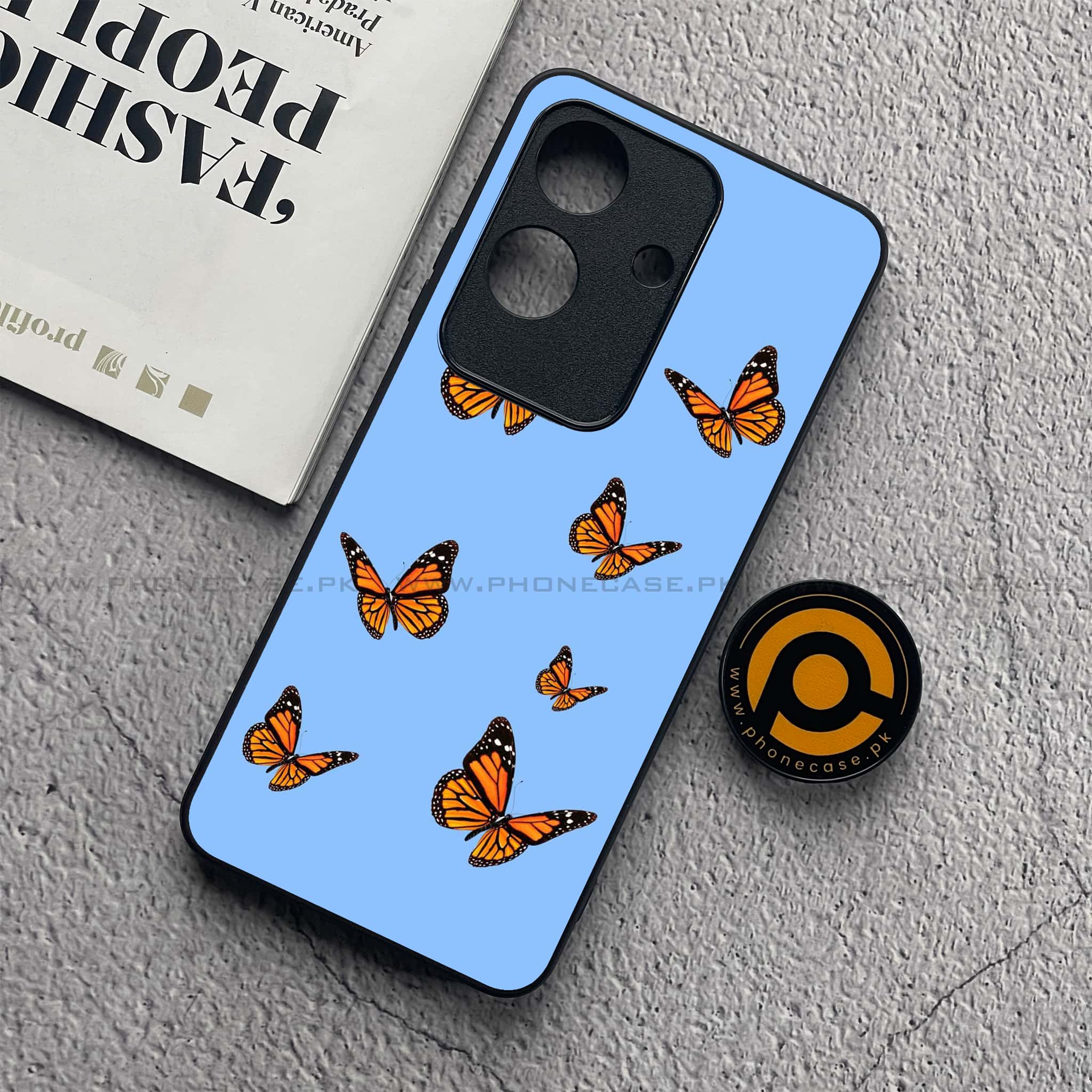 Realme Note 60x - Butterflies Design Series - Premium Metal  Printed soft Bumper shock Proof Case