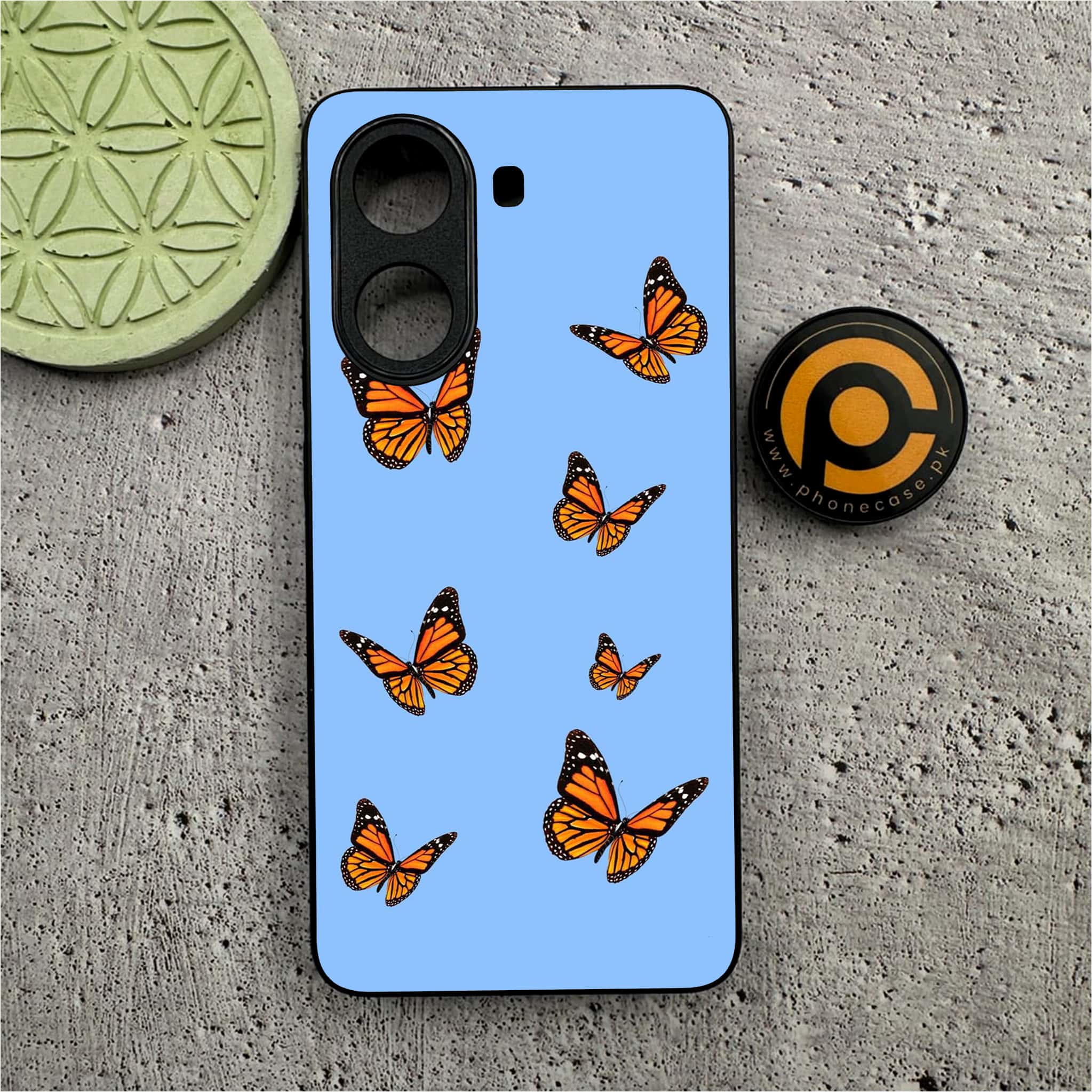 Xiaomi Poco X7 Pro 5G - Butterflies Design Series - Premium Metal  Printed soft Bumper shock Proof Case
