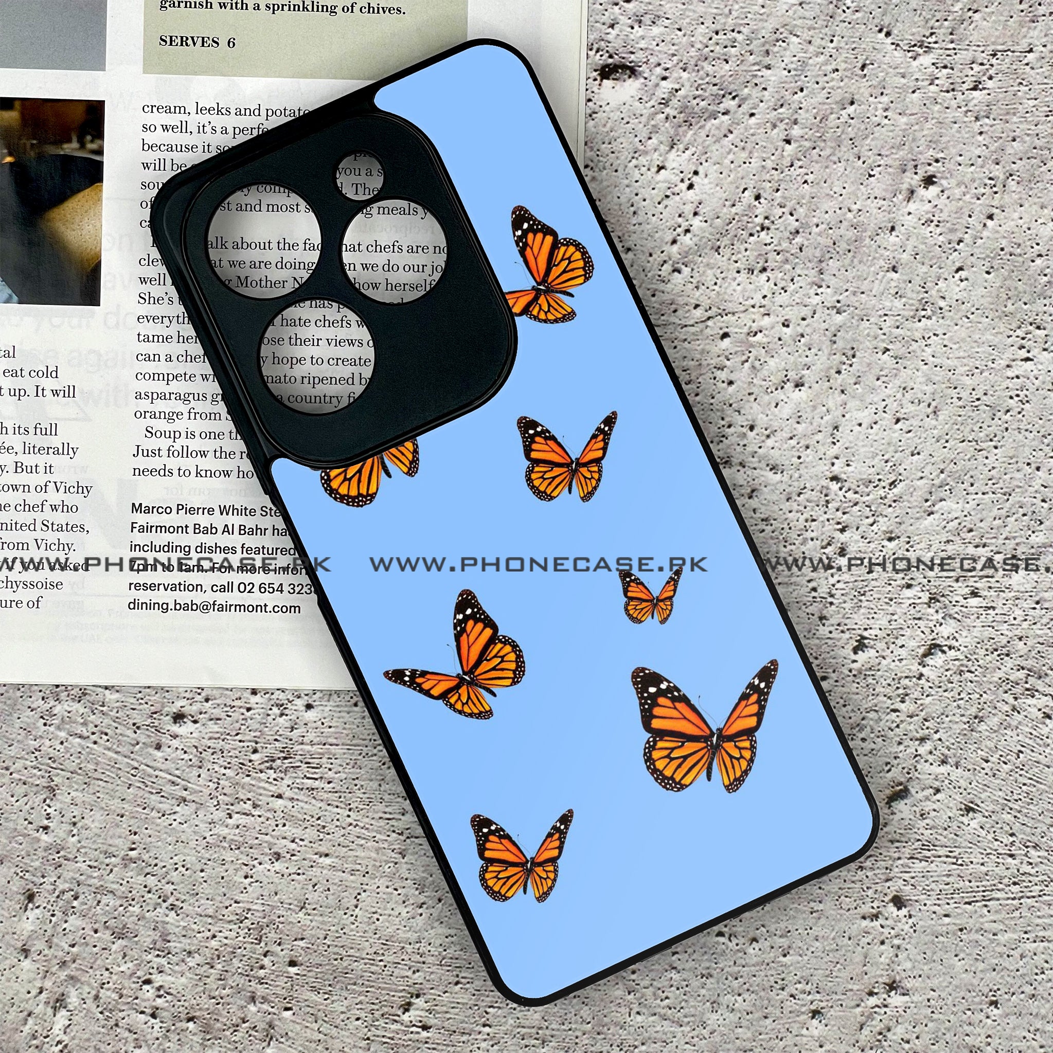 Infinix Hot 40 - Butterflies Design - Premium Printed Glass soft Bumper shock Proof Case