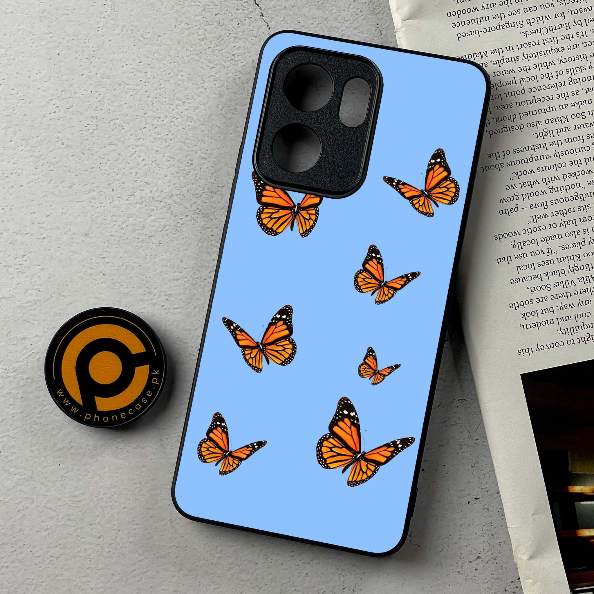 Oppo Reno 13F - Butterflies Design Series - Premium Metal Printed Soft Bumper Shockproof Case