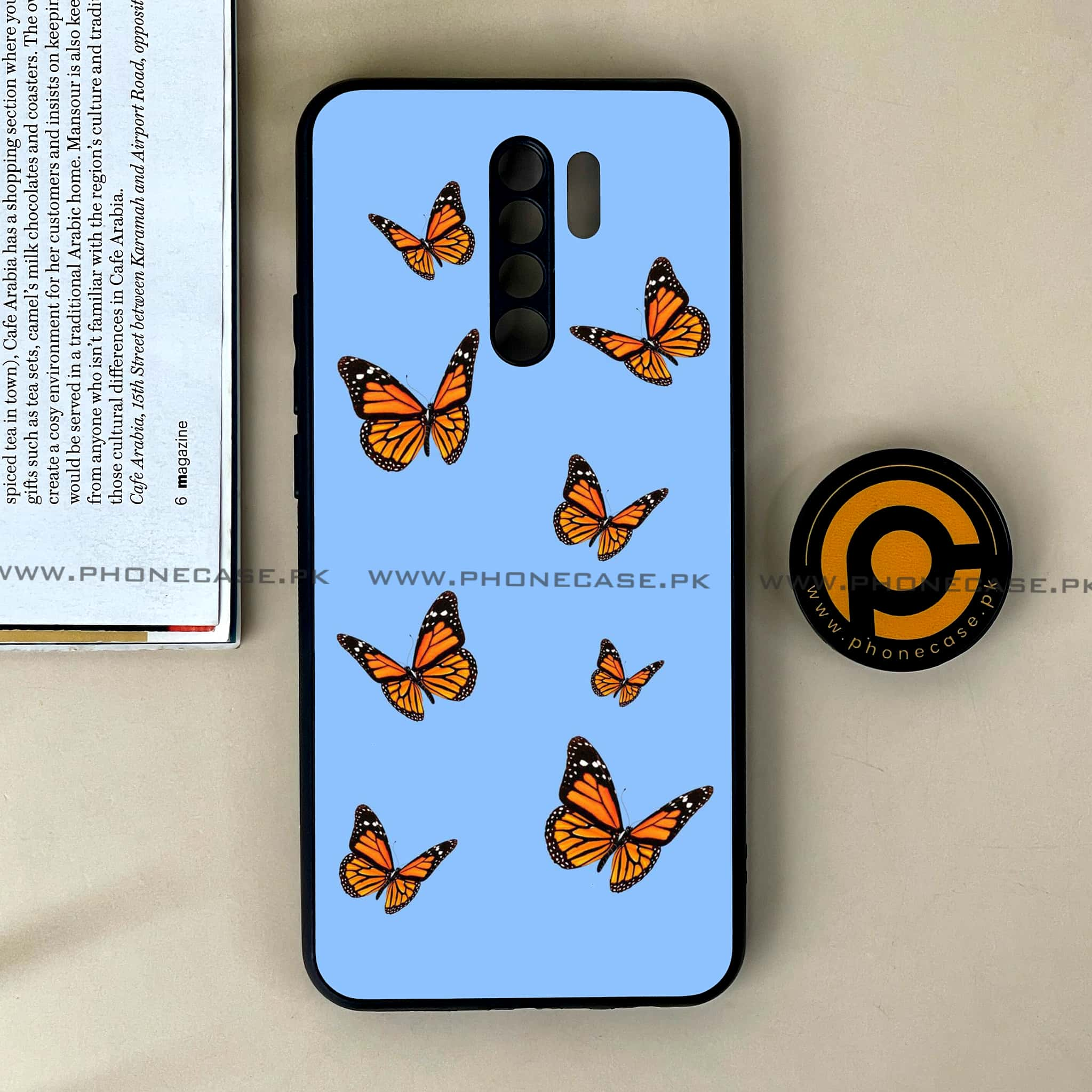 Xiaomi Redmi 9 - Butterflies Design Series - Premium Printed Glass soft Bumper shock Proof Case