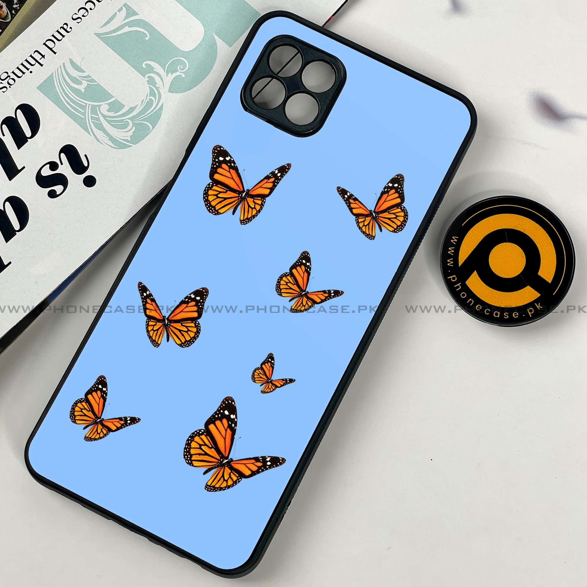 Samsung Galaxy A22 -  Butterflies Design - Premium Printed Metal soft Bumper shock Proof Case