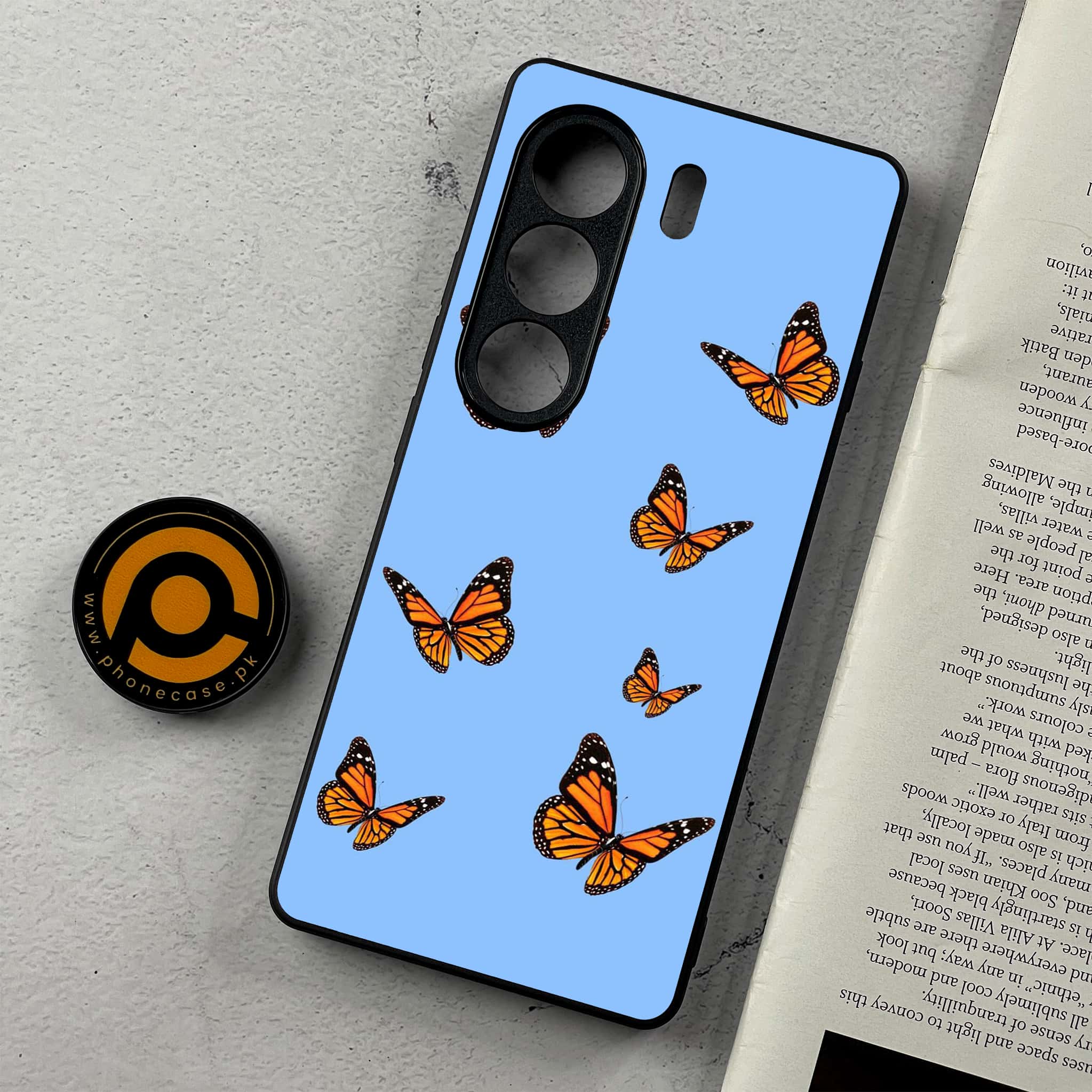 Tecno Camon 40 Pro - Butterflies Design Series - Premium Metal Printed Soft Bumper Shockproof Case