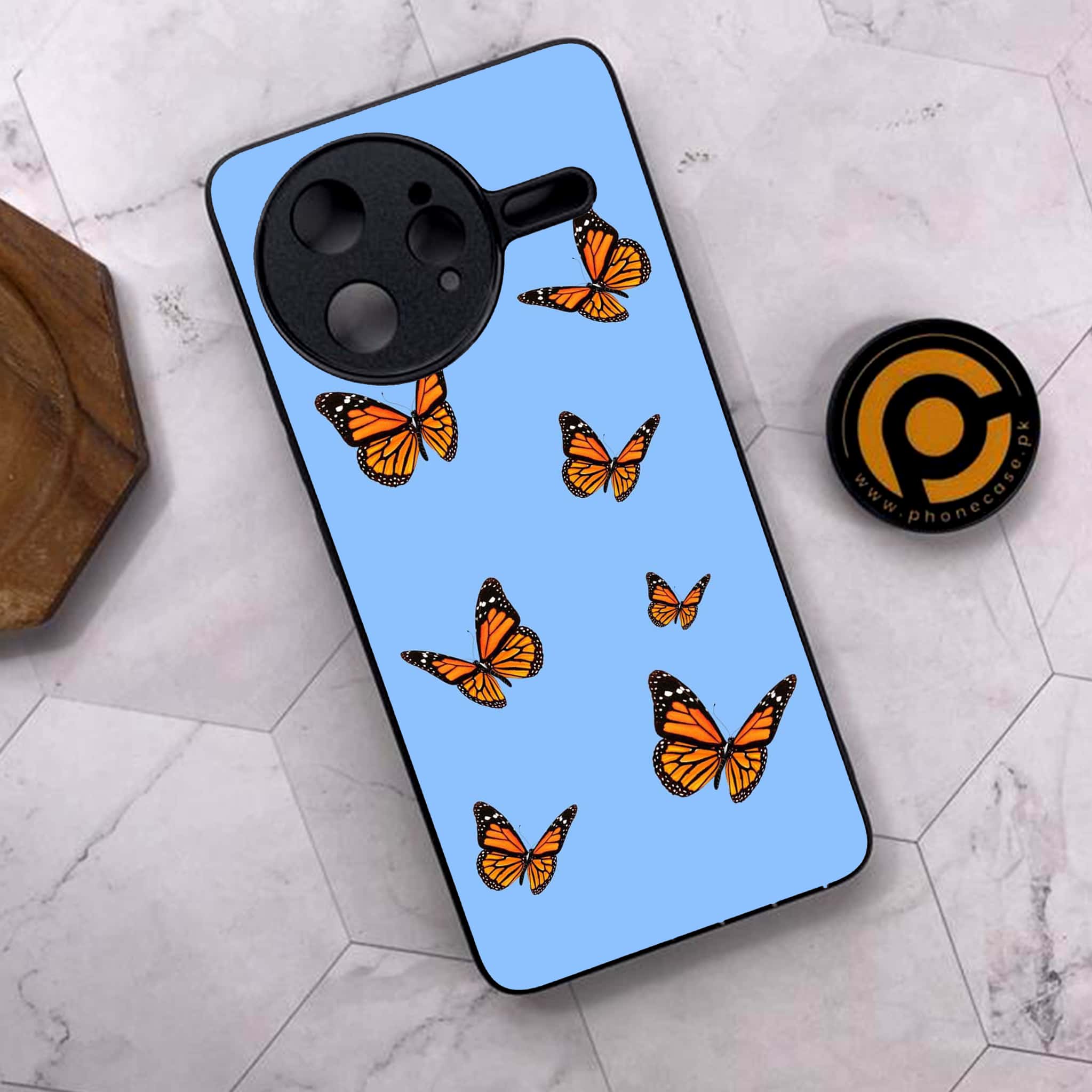 Xiaomi Poco F7 Ultra 5G - Butterflies Design Series - Premium Metal Printed soft Bumper shock Proof Case