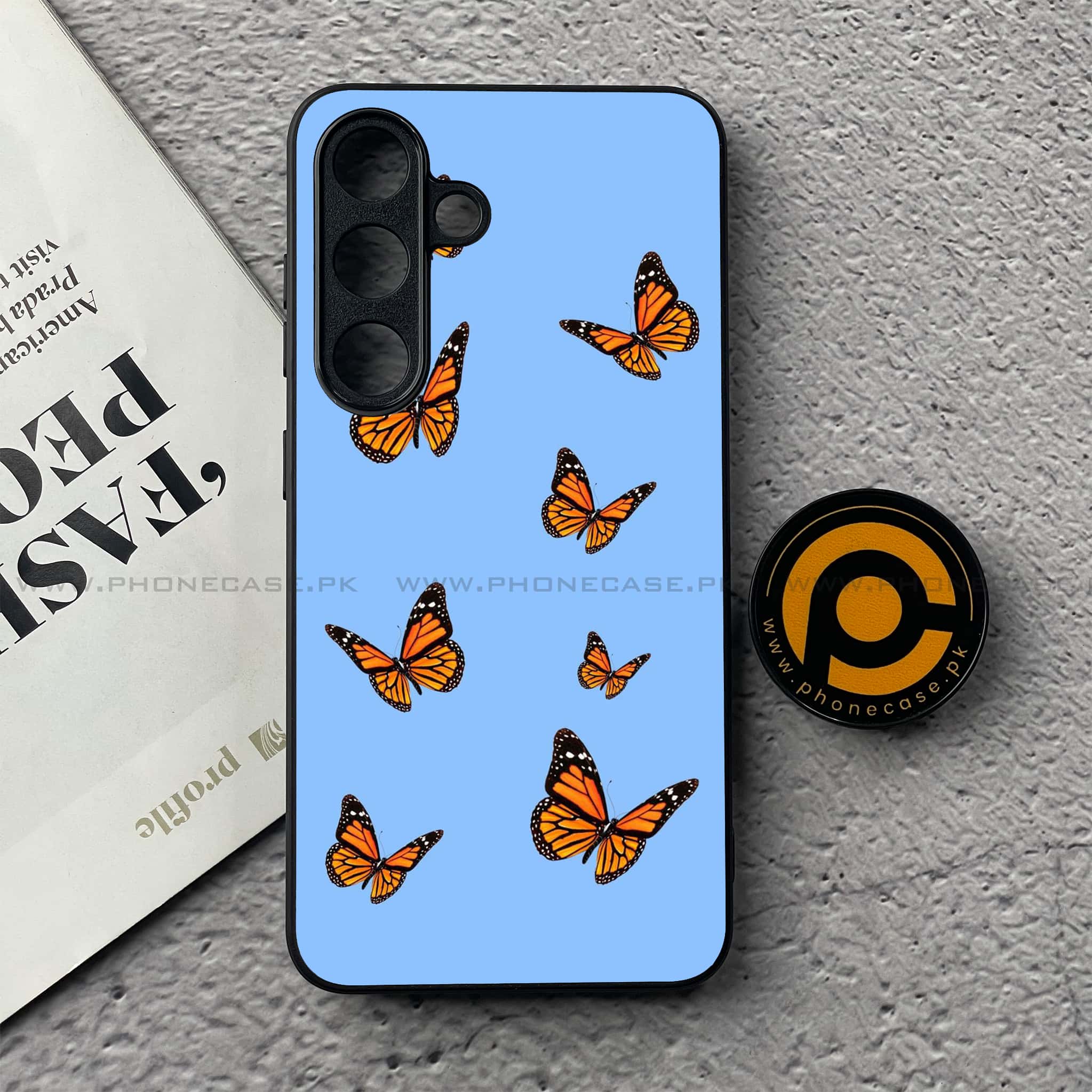 Samsung Galaxy S25 FE - Butterflies Design Series - Premium Metal Printed soft Bumper shock Proof Case
