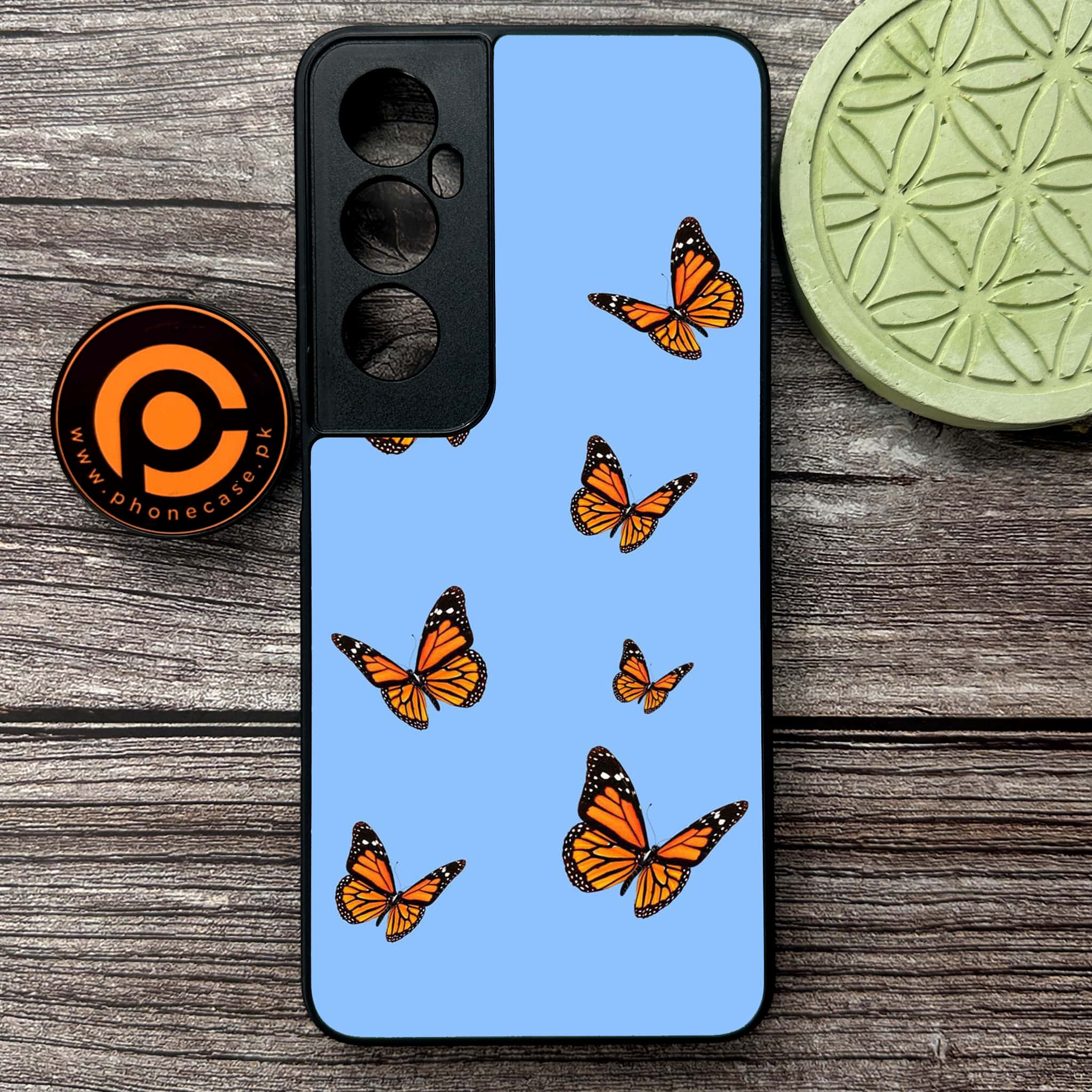 Realme C65  - Butterflies Design Series - Premium Metal Printed soft Bumper shock Proof Case