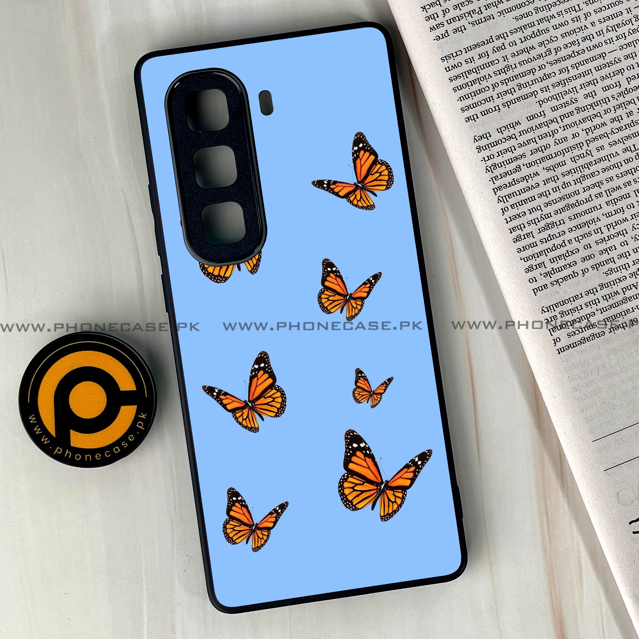 Infinix Hot 60 Pro Plus - Butterflies Design Series - Premium Metal Printed soft Bumper shock Proof Case