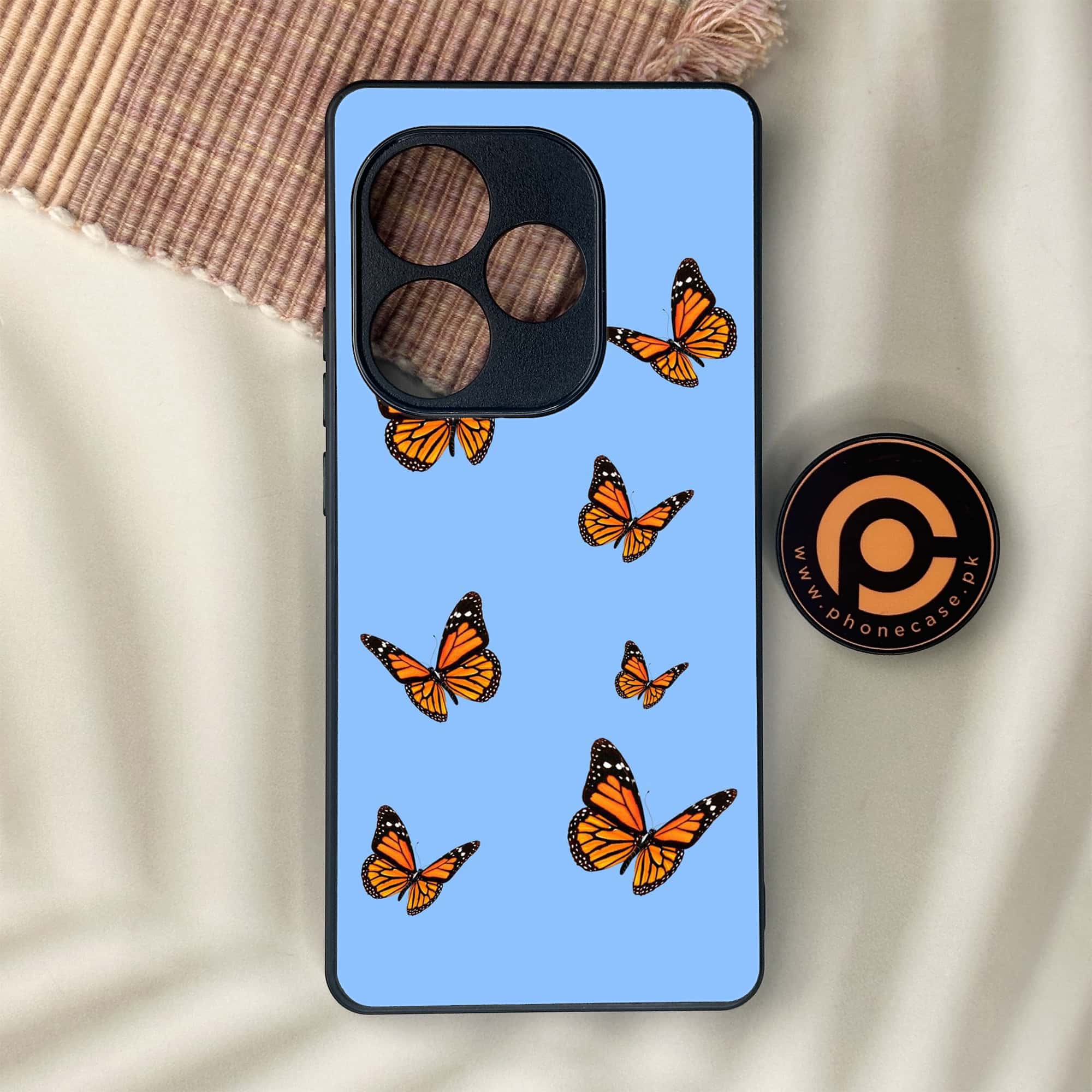 Realme GT 6 - Butterflies Design Series - Premium Metal Printed soft Bumper shock Proof Case