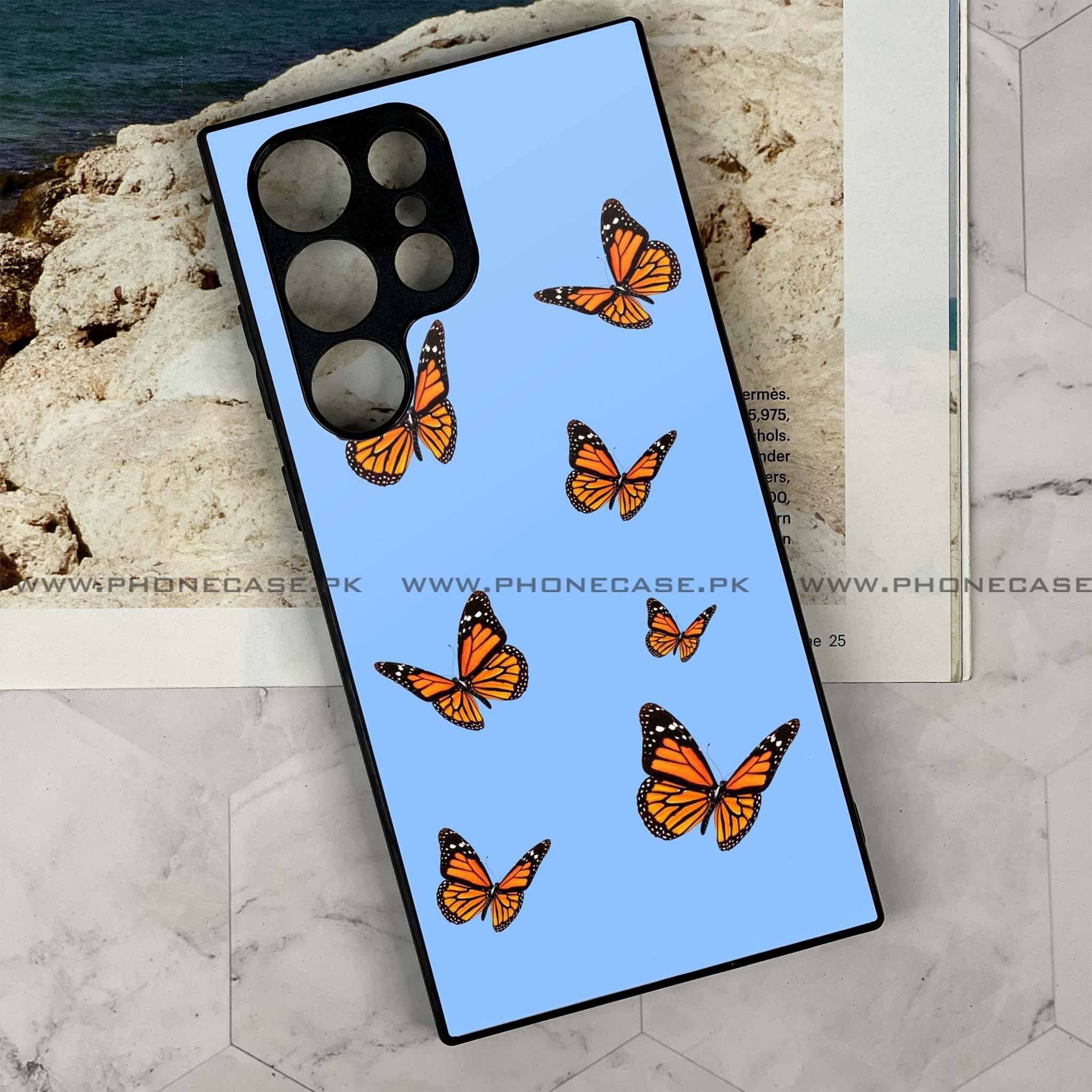 Samsung Galaxy S24 Ultra - Butterflies Design Series - Premium Metal Printed soft Bumper shock Proof Case