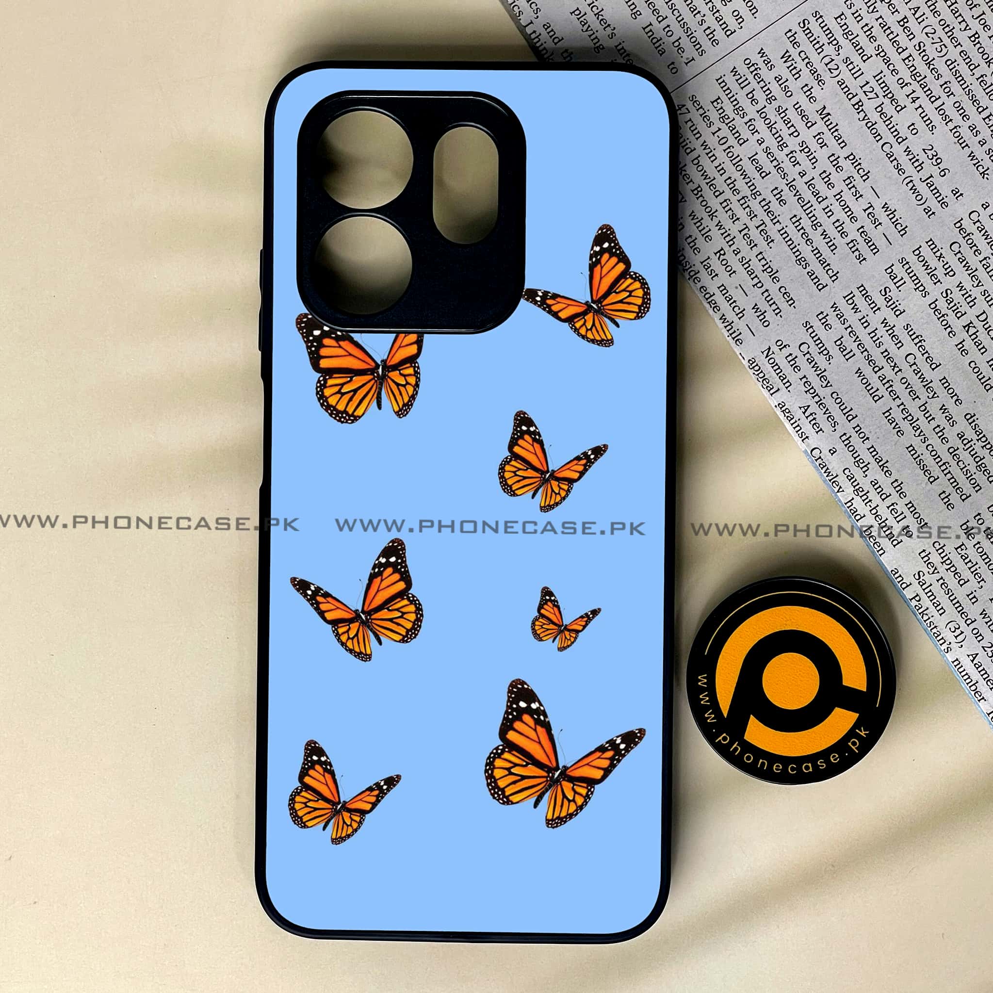 Infinix Smart 9 HD - Butterflies Design - Premium Metal Printed soft Bumper shock Proof Case