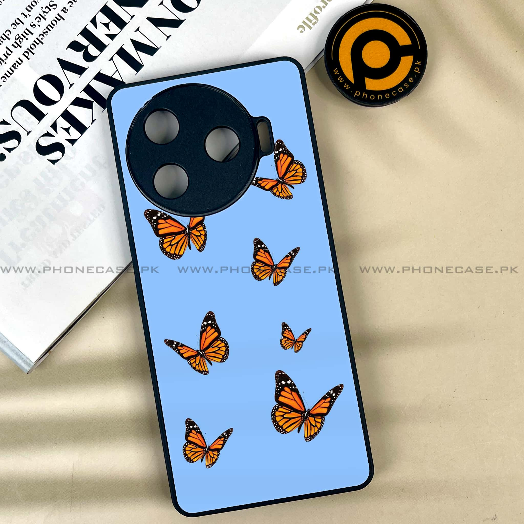 Tecno Camon 30 Pro - Butterflies Design - Premium Printed Glass soft Bumper shock Proof Case