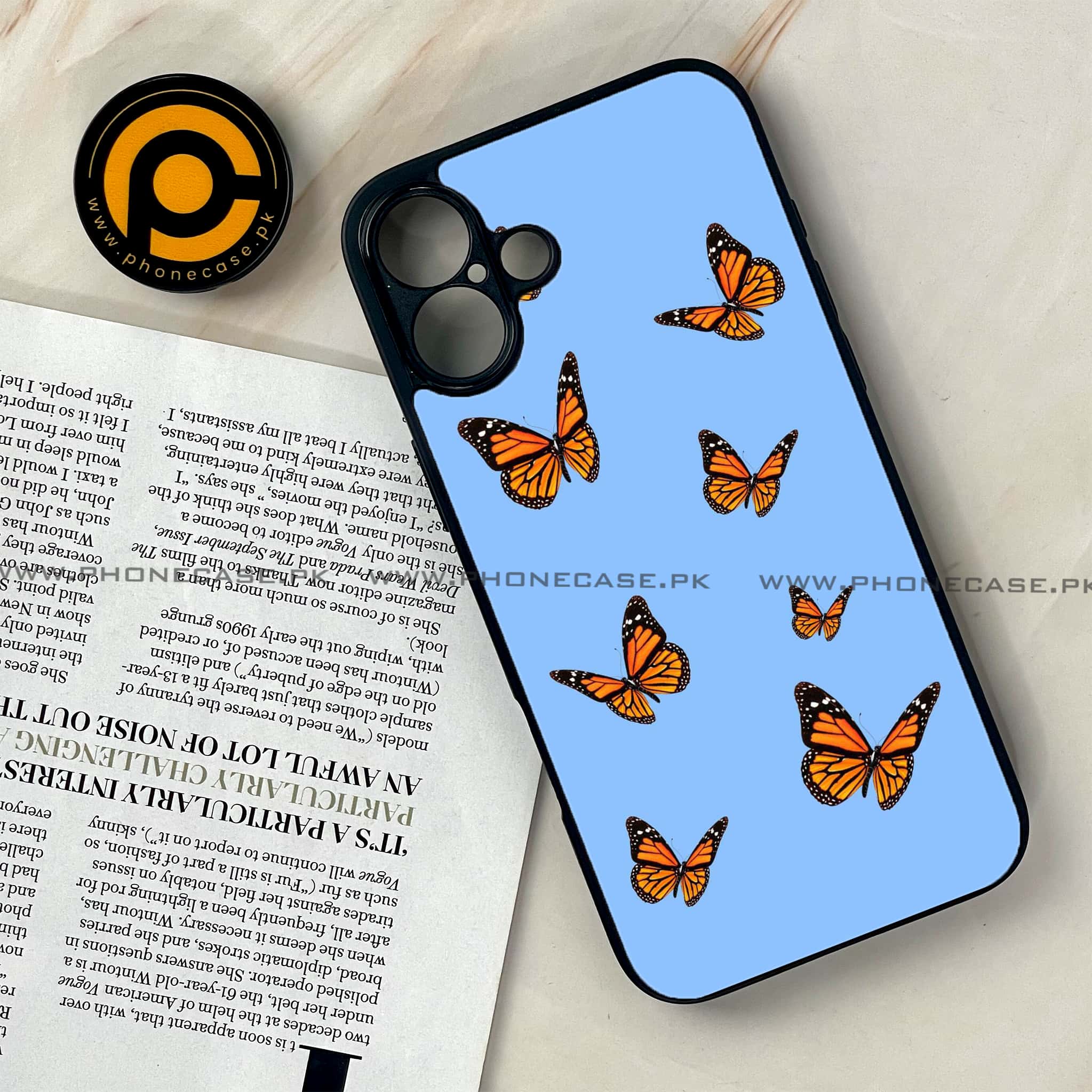 iPhone 16 Plus -   Butterflies Design - Premium Metal Printed soft Bumper shock Proof Case