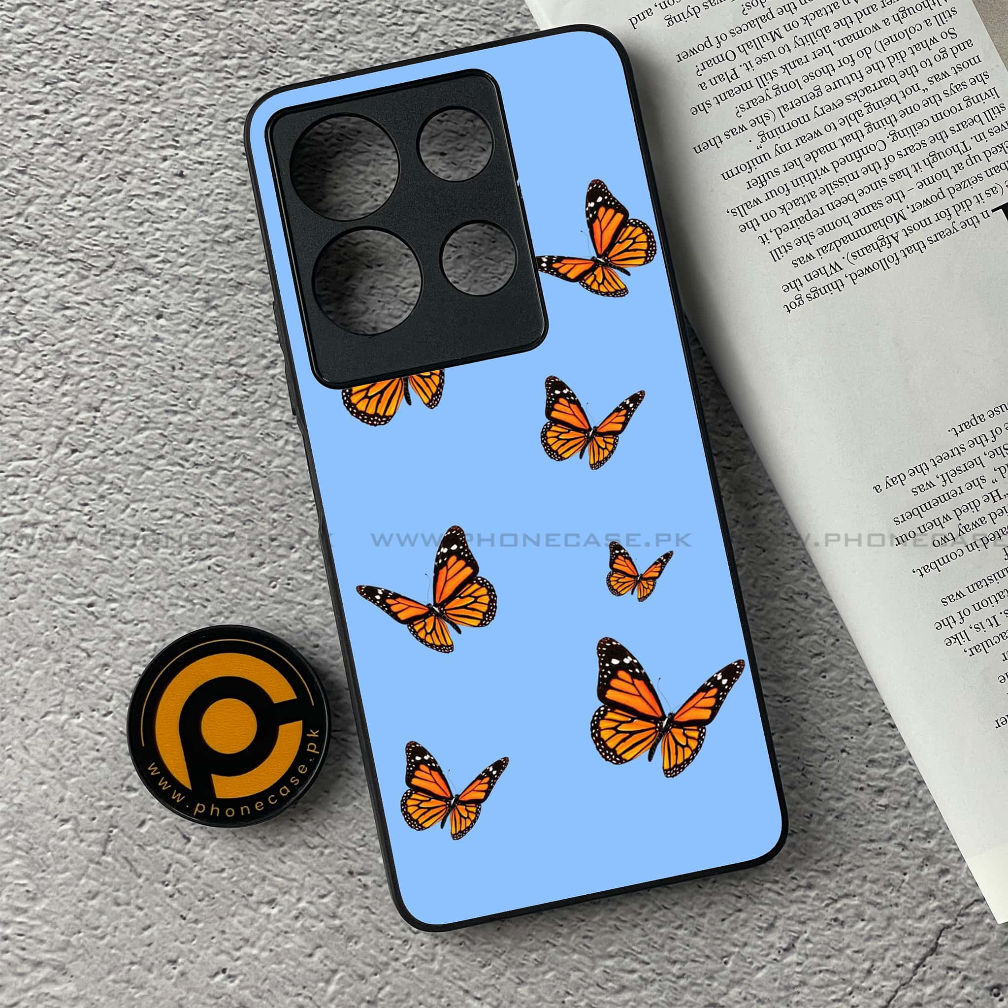 Infinix Note 30 - Butterflies Design Series - Premium Printed Glass soft Bumper shock Proof Case