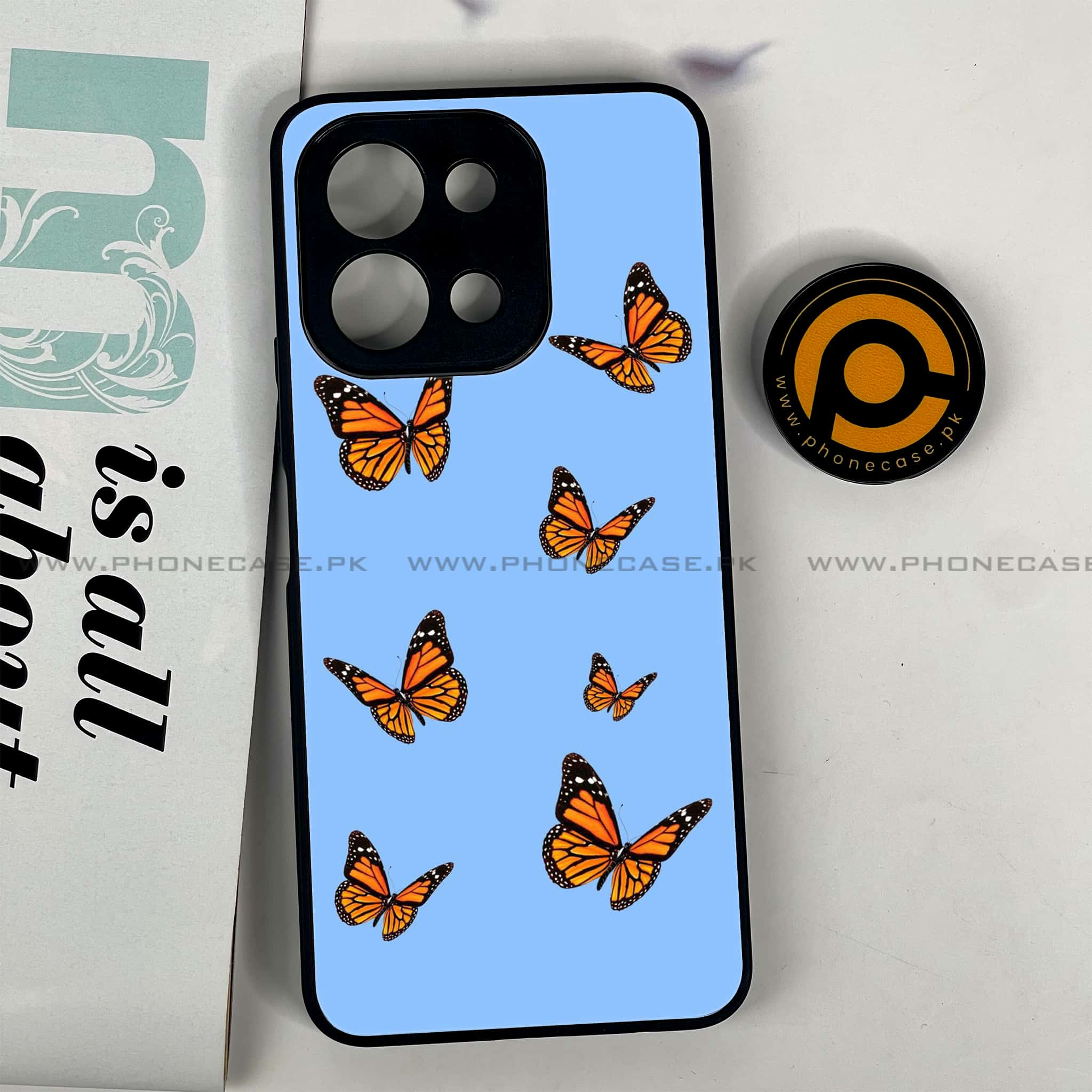 Vivo Y28 - Butterflies Design - Premium Printed Glass soft Bumper shock Proof Case